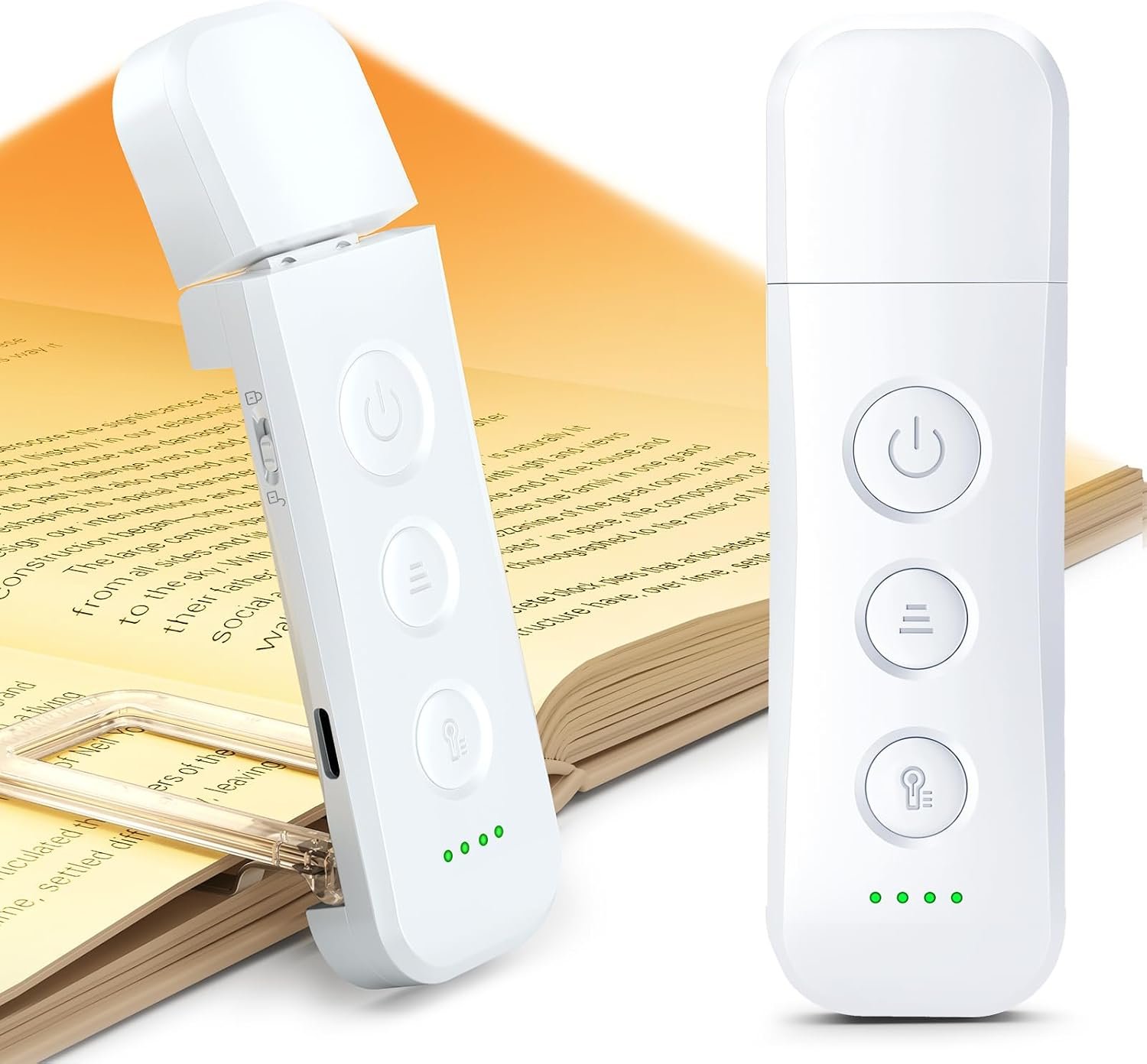 Glocusent 12 LED Book Light,Portable USB-C Book Lights for Reading at Night | 5 Colors & 5 Brightness,White Clip on Reading Light, Rechargeable for 200H with Travel Lock, Gifts for Women Book Lovers