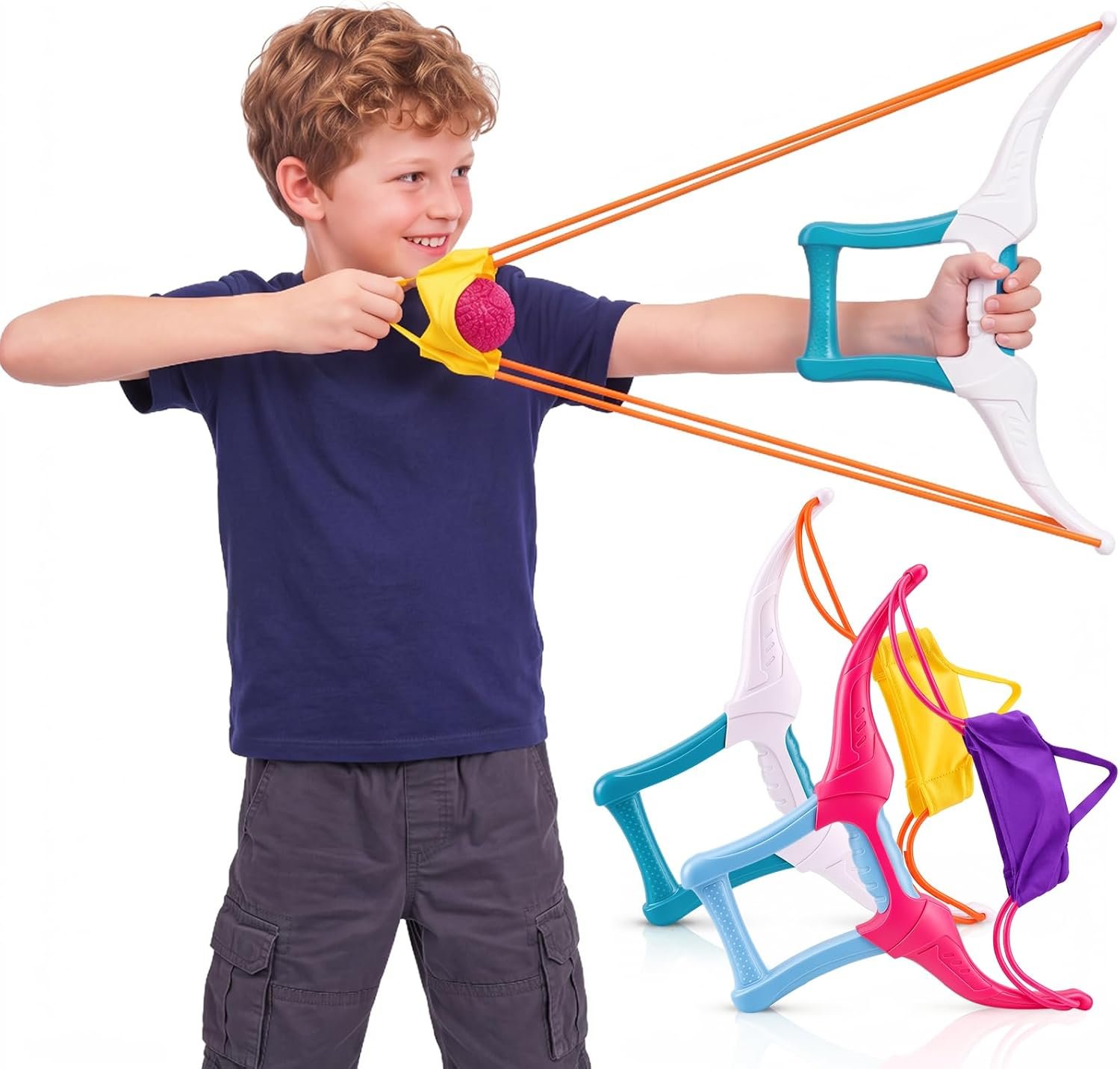 2 Pack Water Balloon Launcher Slingshots Large Summer Balloon Slingshots Outdoor Launcher Play Toy Portable Party Gift for Kid Adult Backyard Beach Pool Water Game (White Purple)