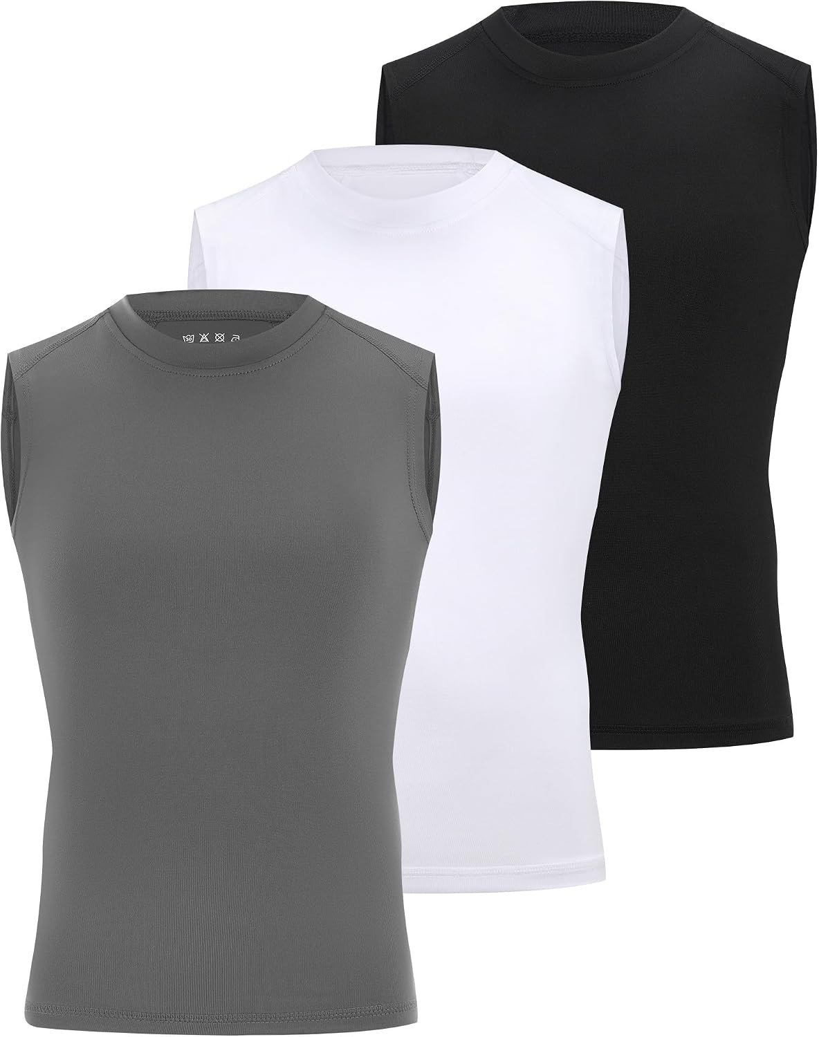 Boys Sleeveless Compression Shirt Kids Athletic Tank Tops Youth Quick Dry Workout Undershirt for Football