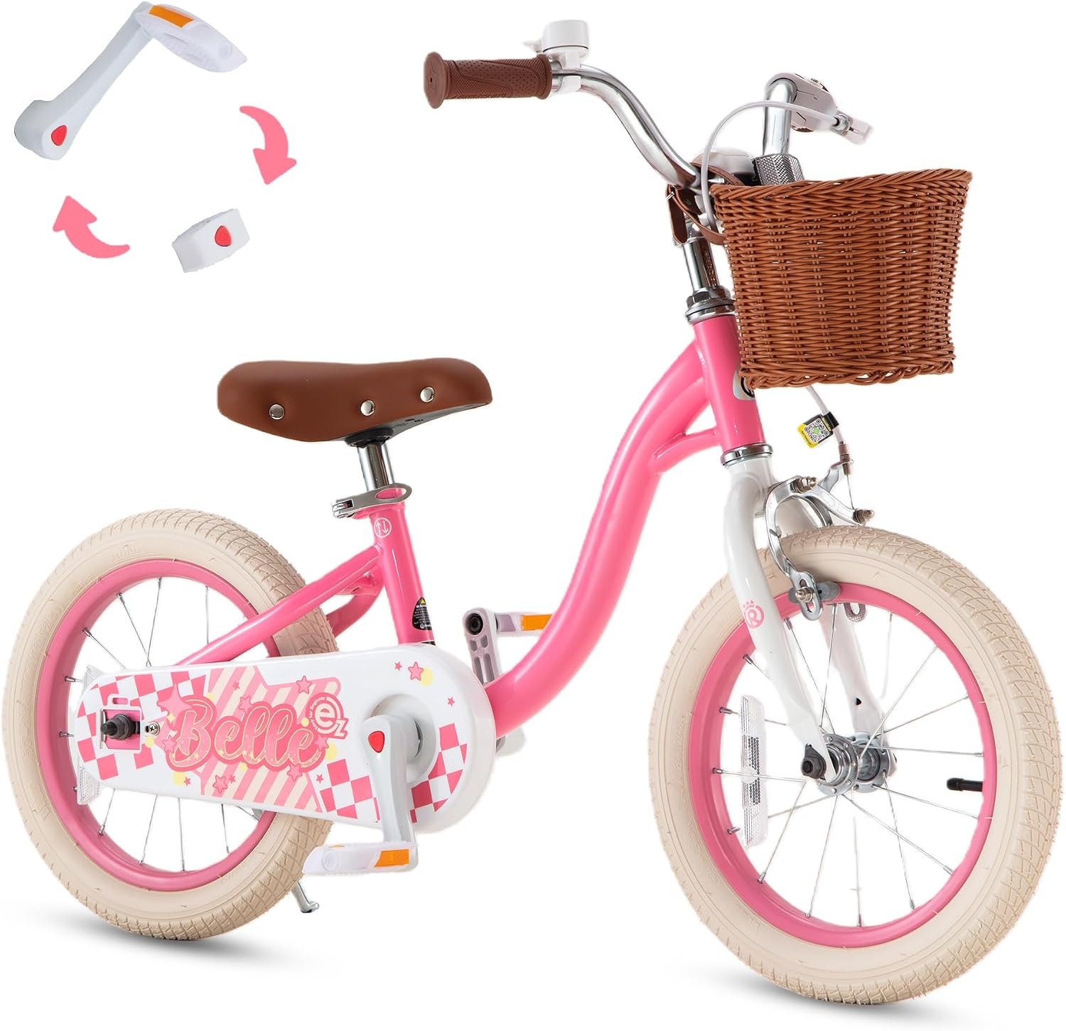 RoyalBaby Girls Bike Belle EZ Kids Bike, Balance and Pedal Bicycle, 14 16 18 Inch Wheel for Age 3-8 Years Toddlers to Big Kids, Pink & Purple