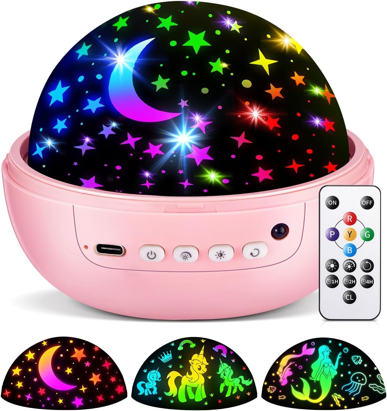 Star Projector for Kids, 3 Films+93 Colors Kids Projector Night Light | Unicorn Toys for Girls Age 4-6, 360° Rotating All Night, Remote+Dimmable+Timer, 3,4,5 Year Old Girl Gifts, Birthday, Bedroom