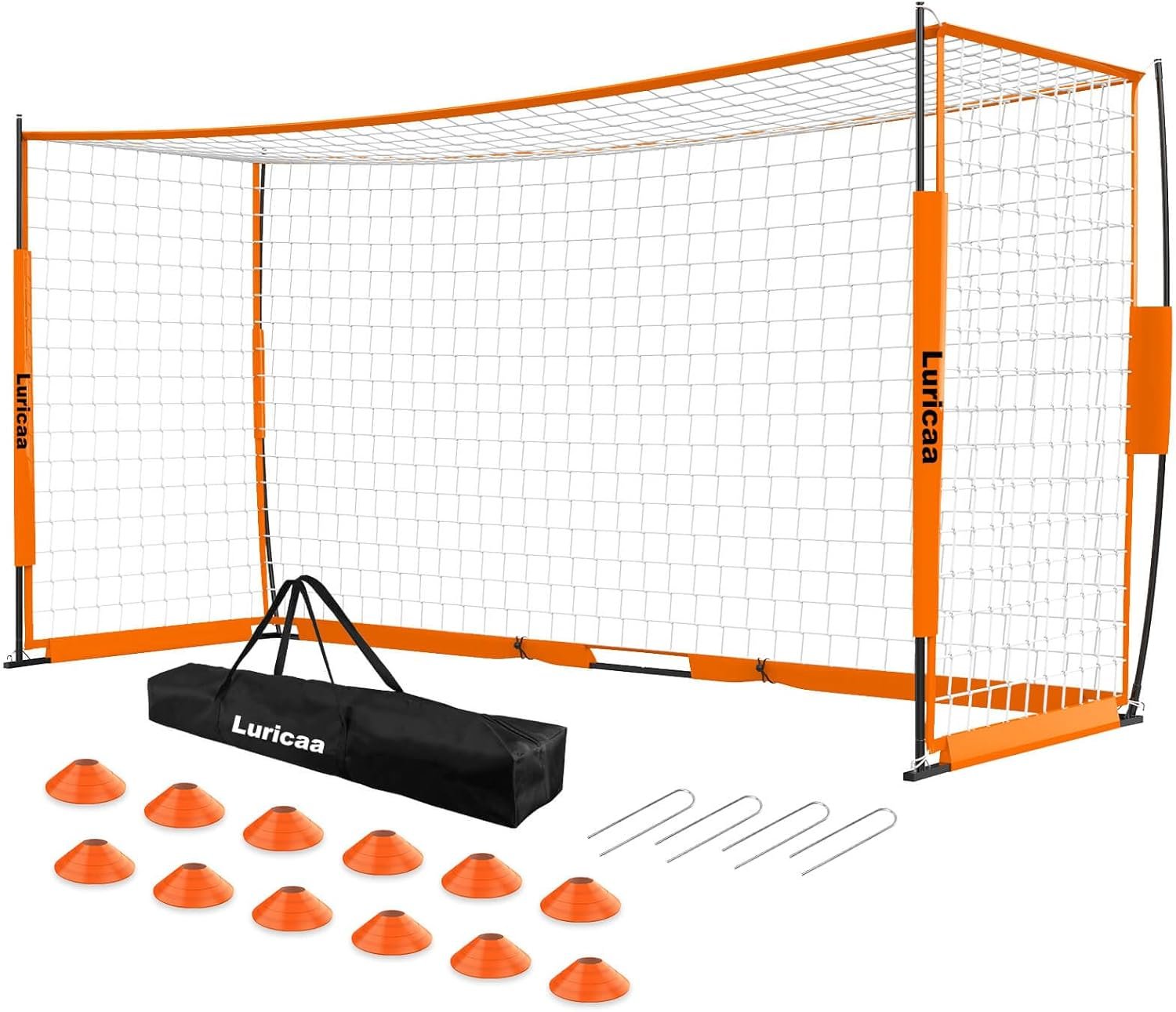 Soccer Goal 12×6 ft /16×7 ft Portable Soccer Goals Net for Backyard | Quick Setup Training Equipment, with Carry Bag, 4 Ground Nails, 12 Training Cones