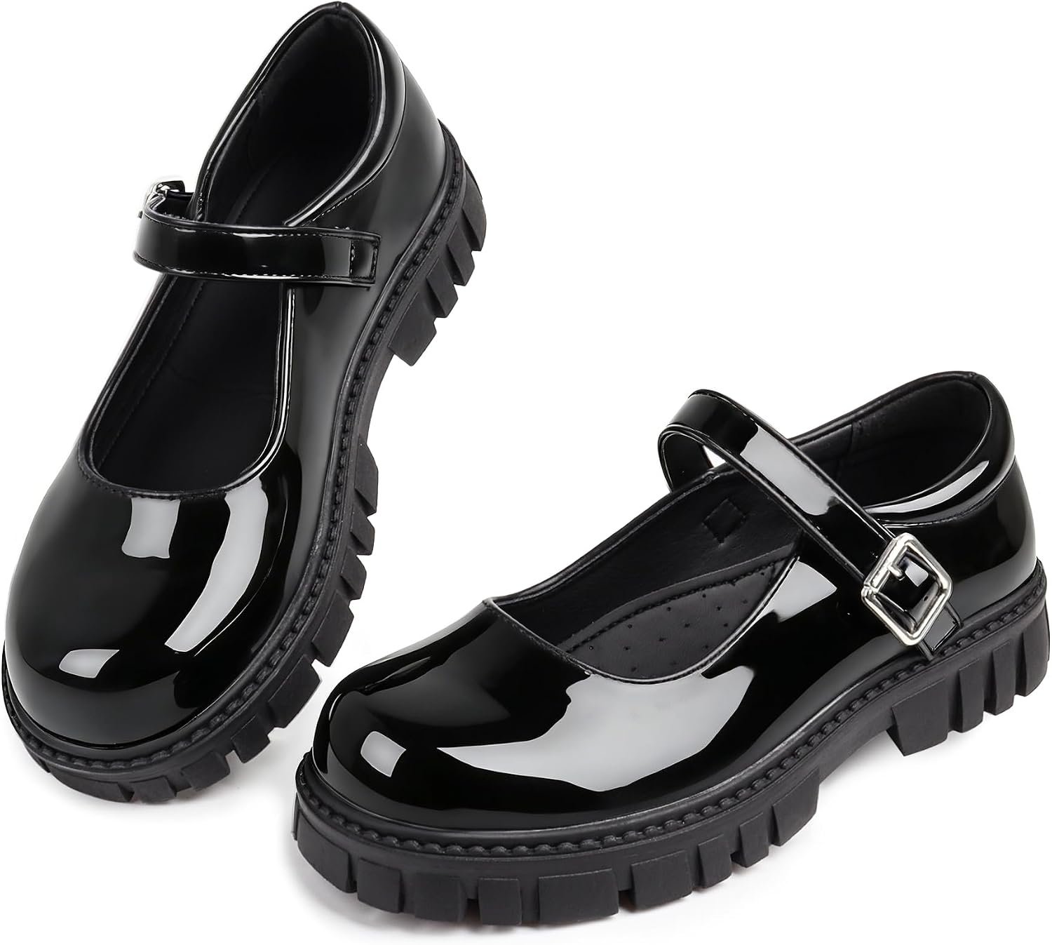 Wulubaba School Shoes for Girls, Black Mary Jane Flats | School Uniform, Non-Slip Sole, Round Toe, Toddler And Little Girl, Daily Dress Wear