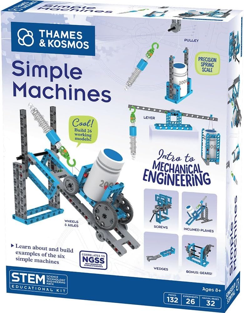 Thames & Kosmos Simple Machines Science Experiment & Model Building Kit, Introduction to Mechanical Physics, Build 26 Models to Investigate The 6 Classic Simple Machines
