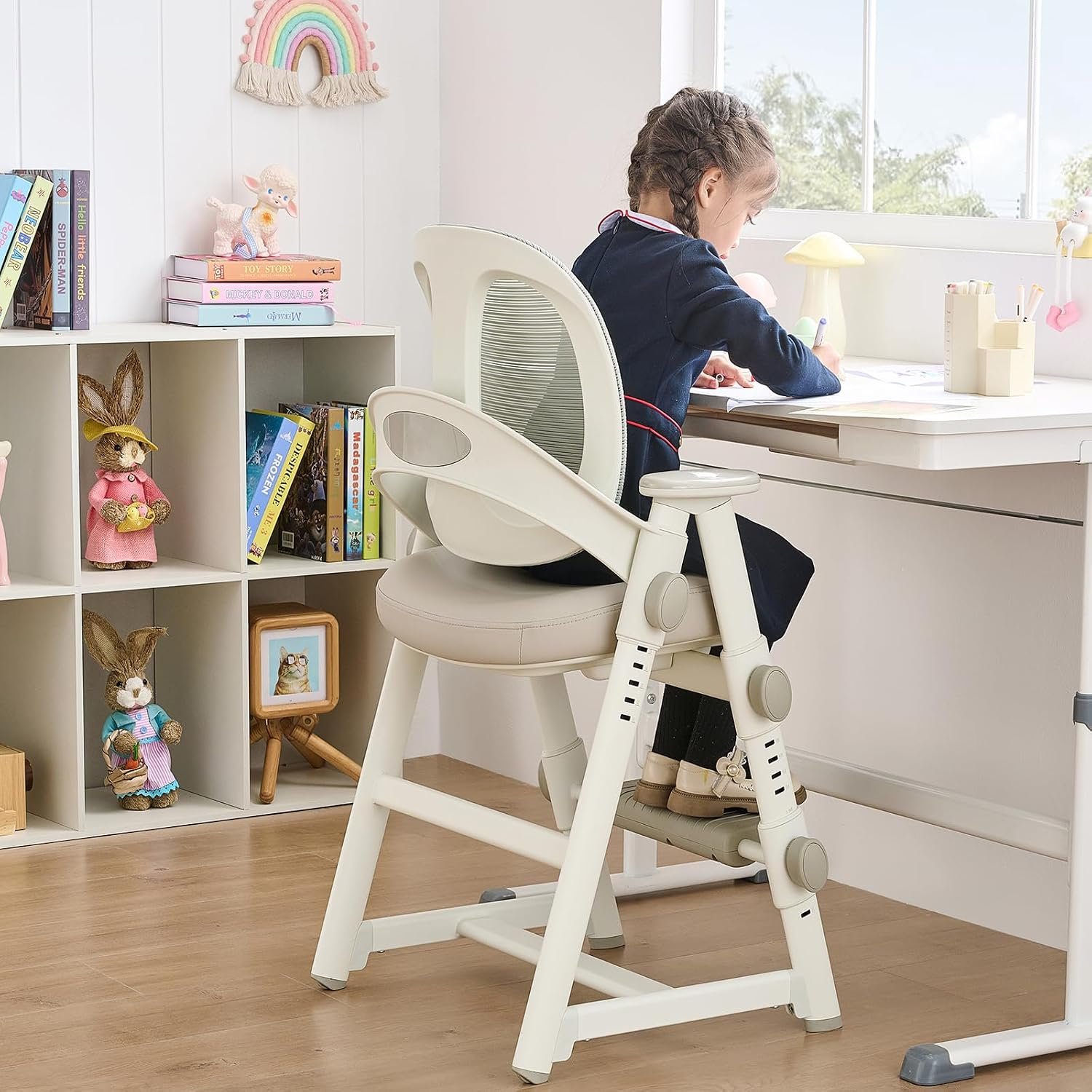 Ergonomic Kids’ Study Chair, Height Adjustable Kids Desk Chair for Boys Girls,Comfortable for Teenagers Playing, Drawing, Ideal Gift for Children,Students（Grey）