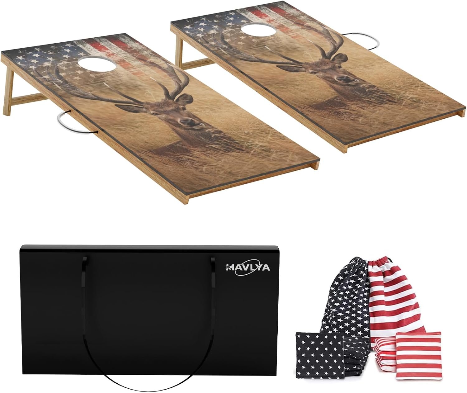 Regulation Size Cornhole Boards Set 2×4 FT with 8 Bean Bags, Portable Cornhole Set with Carrying Case,Corn Hole Games for Adults