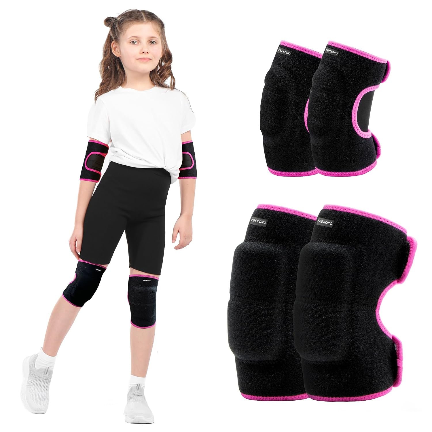 Knee Pads Elbow Pads Set for Kids, Thickened Protective Gear(S) | Breathable Protective Sets with Thickened SBR Pads for Riding Rollerblading Skating Skateboarding Snowboarding Volleyball