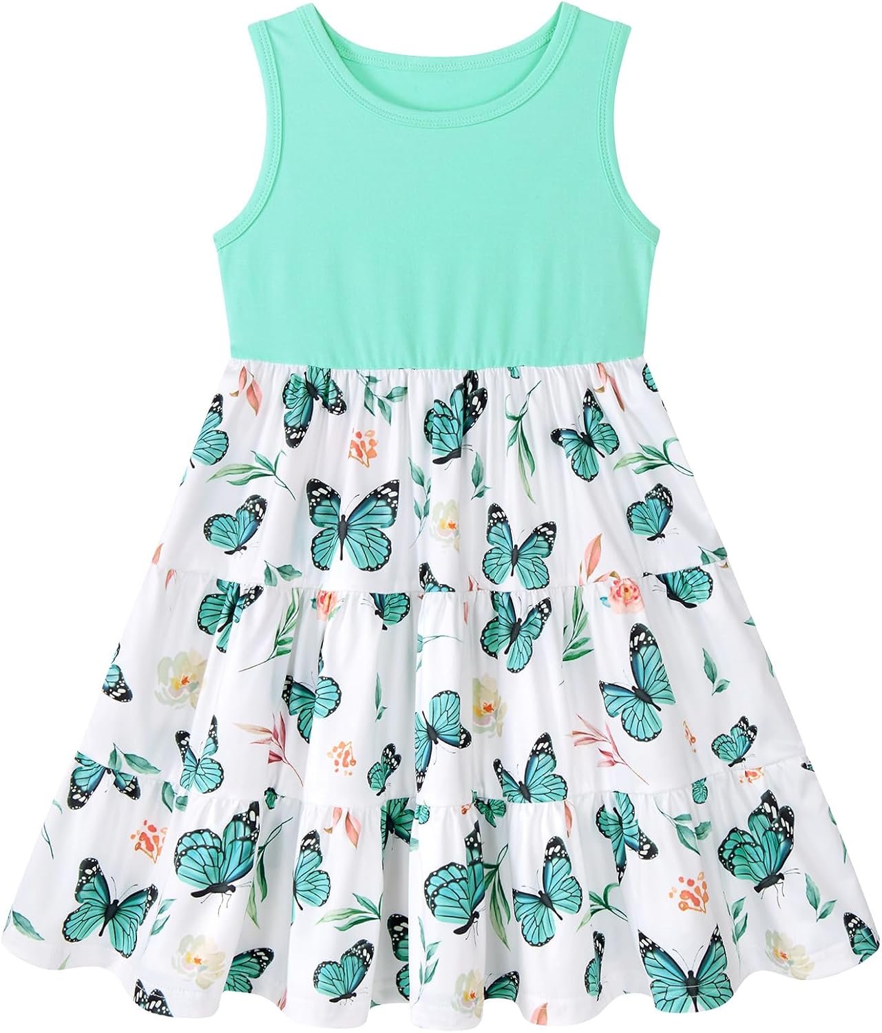 Lovekider Little Girls Casual Sleeveless Dresses Summer Swing Twirly Sundress Kids 3D Cute Sun Dress 4-8T