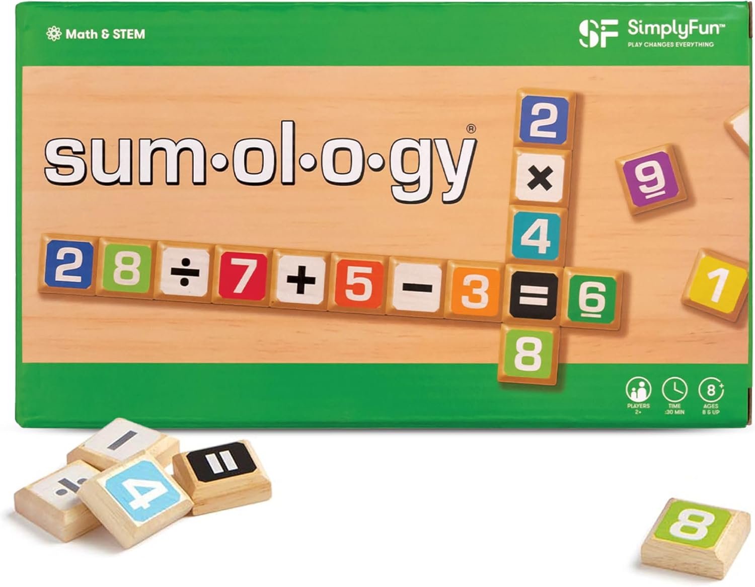 SimplyFun Sumology Math Game – One of The Most Fun Math Games for Kids Ages 8-12 – Practice Addition, Subtraction, Multiplication and Division – 2 or More Players or Play in Teams!