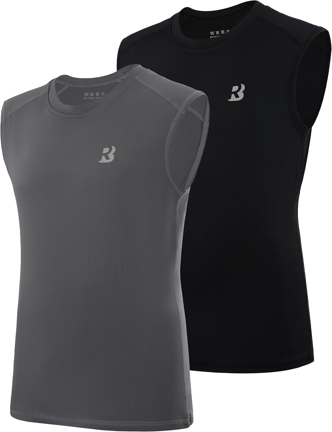 Roadbox Boys Sleeveless Compression Shirts, Youth Quick-Dry Football Undershirt, Athletic Tank Tops for Basketball Sports