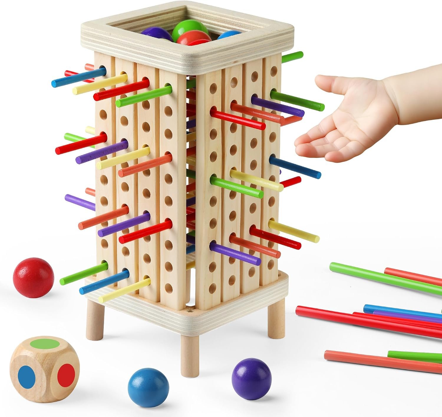 Montessori Game Wooden Board Game, Multiplayer for Kids 4-8, Math Educational, Fine Motor Skill Toy for Girls Boys, Classic Fun Games for Age 3 4 5 6 7 8 Girls Boys Gifts