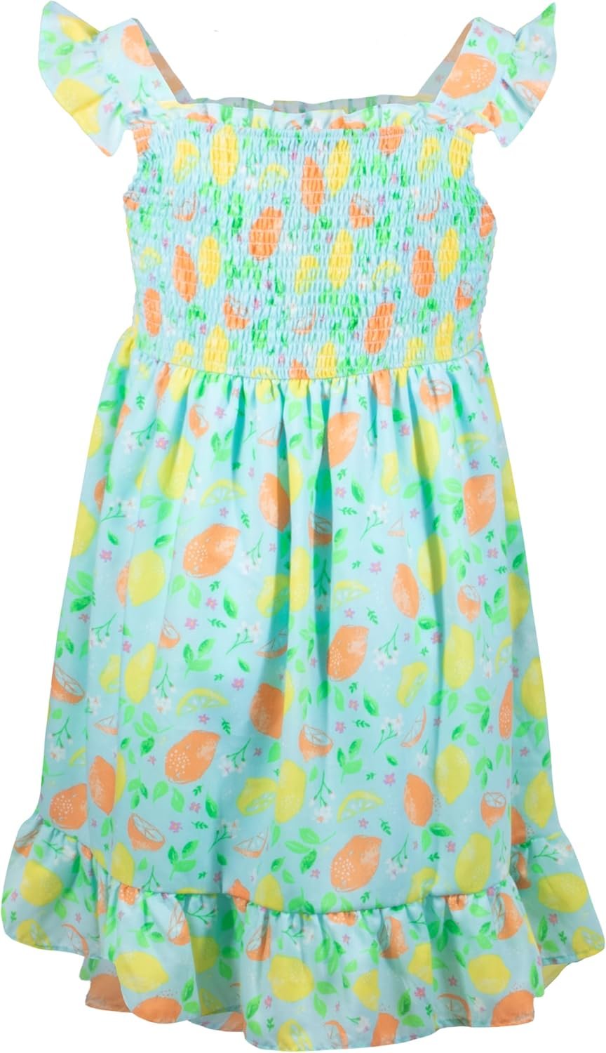 French Connection Girls All Over Print Soft Casual Dress – Flutter Sleeve Ruffle Floral Print Summer Sundress for Kids