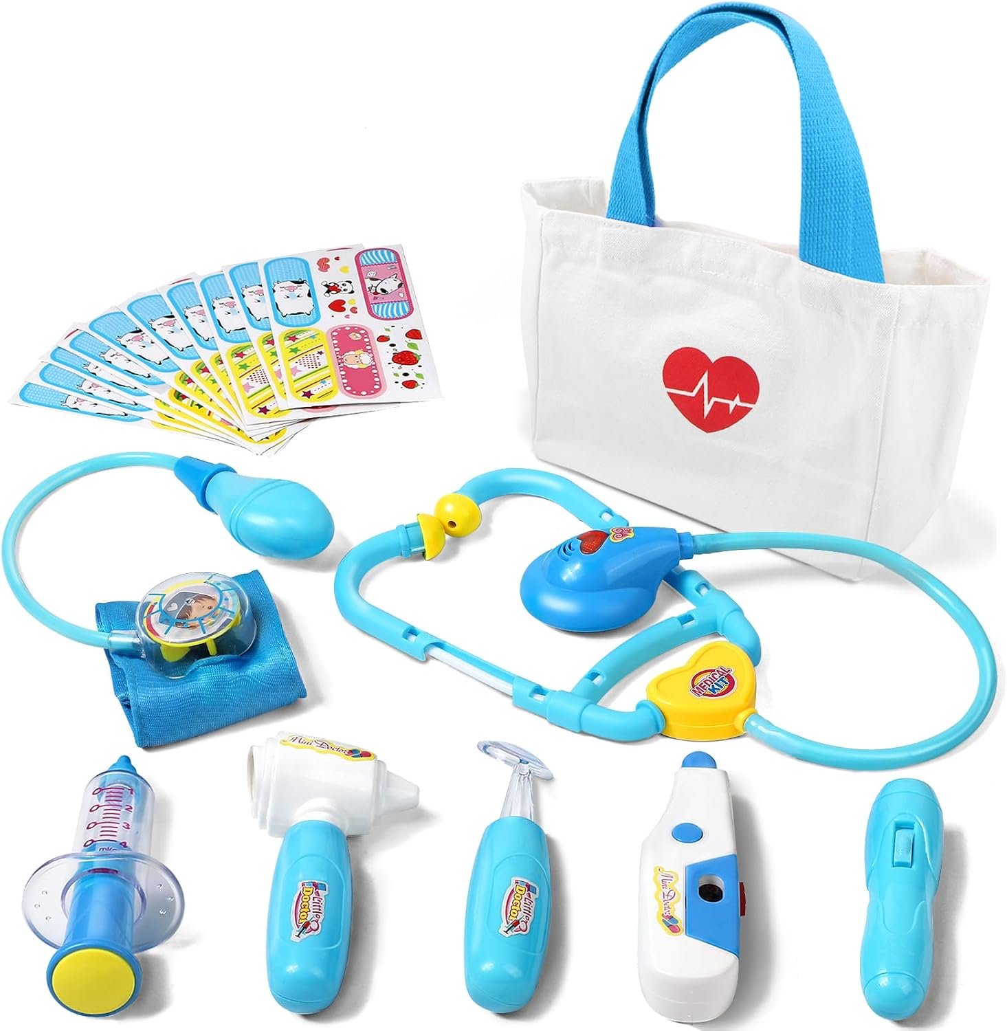 Liberry Doctor Kit Toys for Toddlers 3 4 5 Years with Light & Sound, Blue | Smooth Edges, Durable Plastic, Portable Medical Bag, Pretend Stethoscope, Educational Role Play, Birthday Gift for Boys Girls