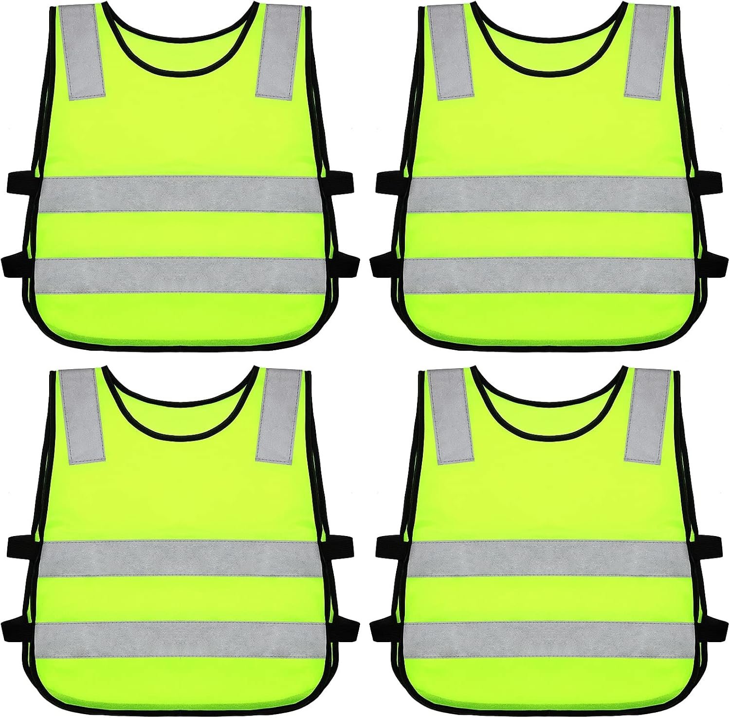 Flutesan 4 Pack Kids Reflective Vest Child Safety Visibility Vest Kids Safety Construction Sleeveless for Cycling Ski Running(Yellow)