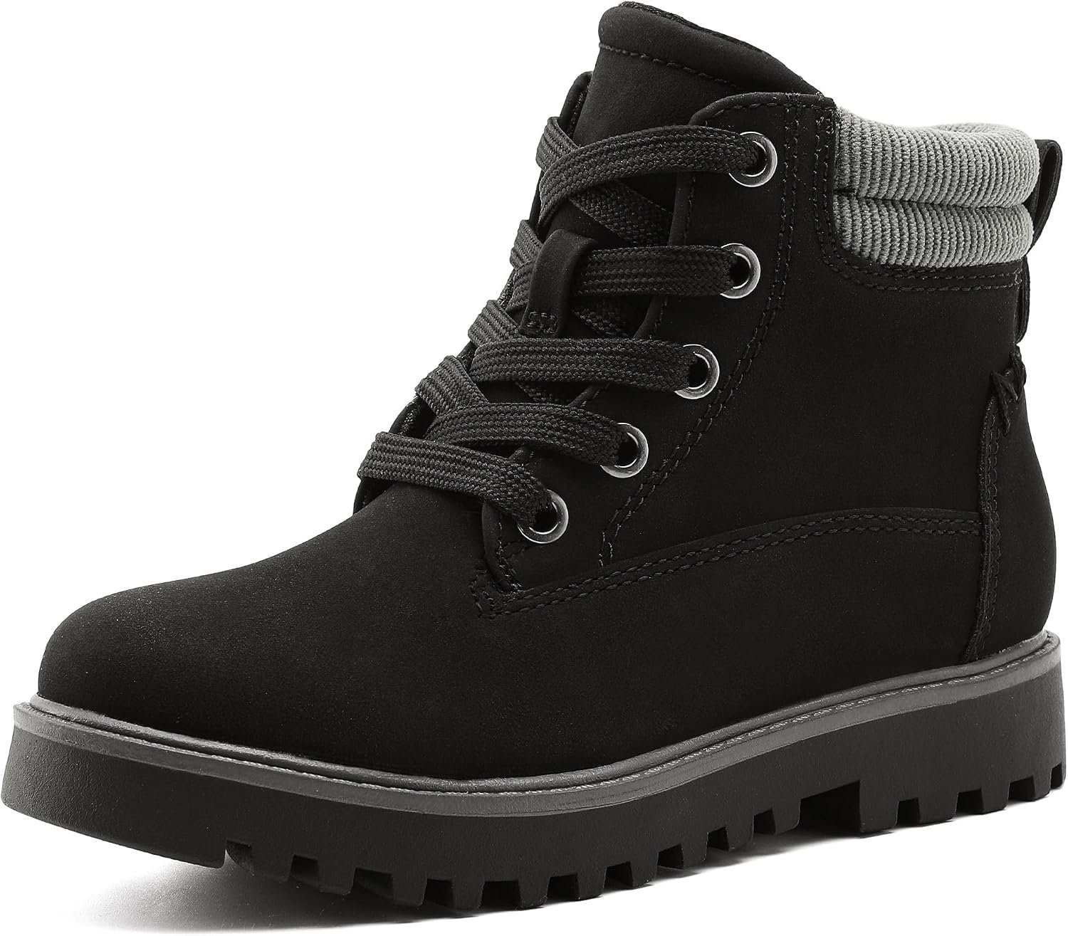 MIXIN Girls Boys Combat Hiking Snow Boots Waterproof Non-Slip Fashion Work Ankle Boots with Lace Up Side Zipper for Little Big Kids