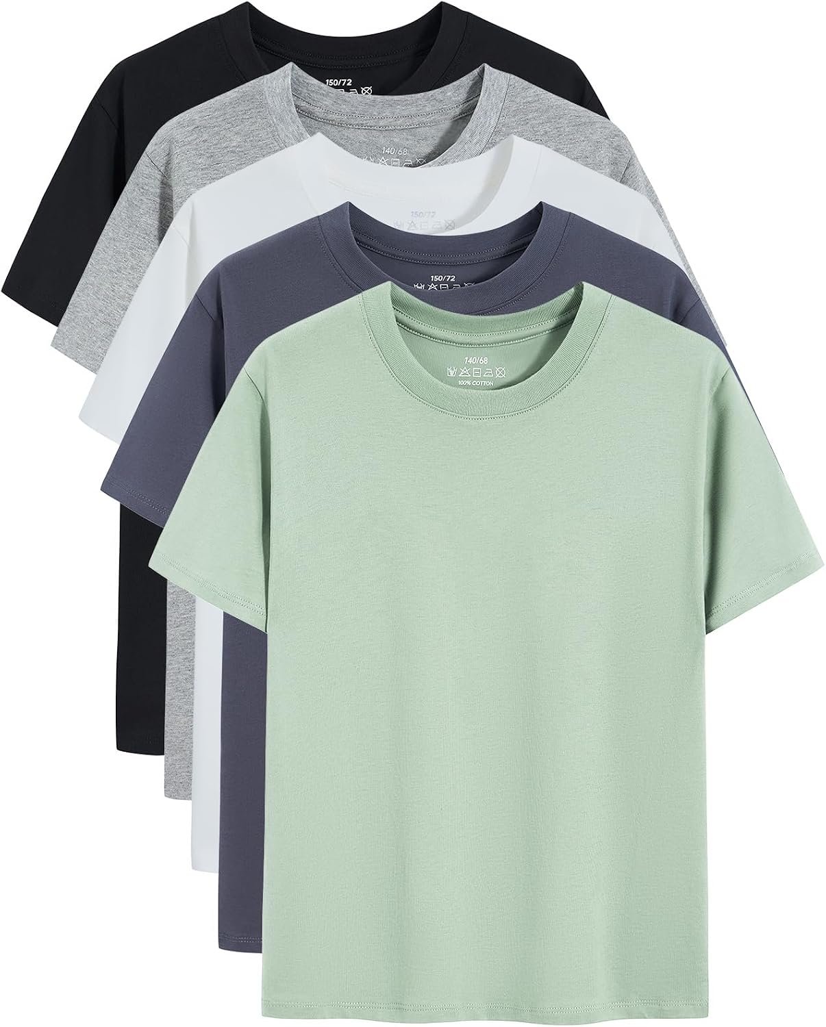 Gihuo 5 Pack Boys Tshirts Short Sleeve Shirts for Boys Cotton T-Shirts Kids Tees Clothes Summer Tops