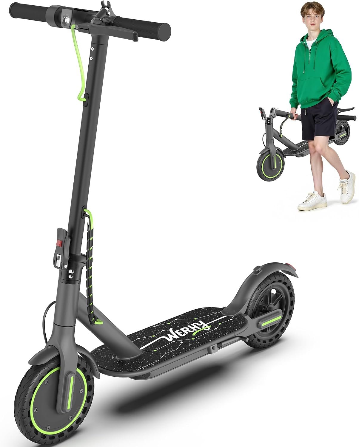 Electric Scooter, 350W Strong Motor, Up to 19 MPH, E/D/S 3 Gear Speed, 15 Miles Range, Foldable Lightweight E-Scooter with 8.5 Inch Tires, Smart APP