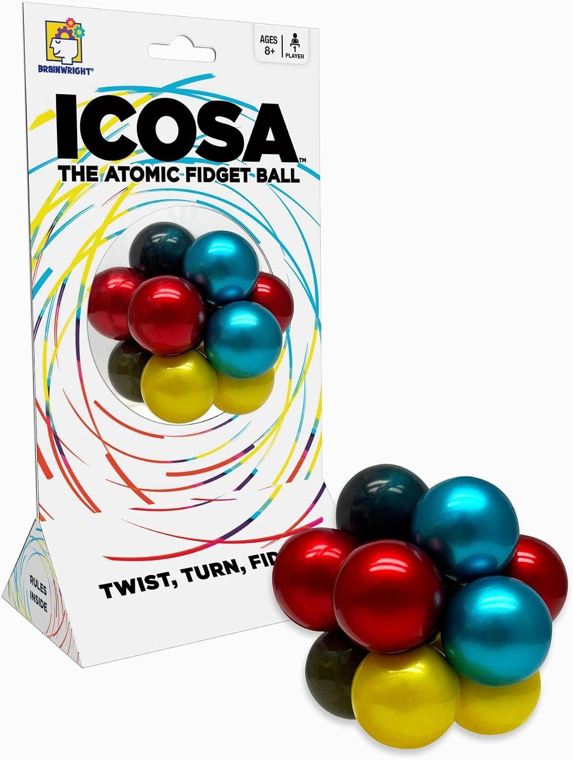 Brainteaser Puzzle for Kids & Adults, Brainwright Icosa Atomic Puzzle Ball, 3D Puzzle Game, Travel Games, STEM Toys, Family Games, Brain Games for Kids 8-12