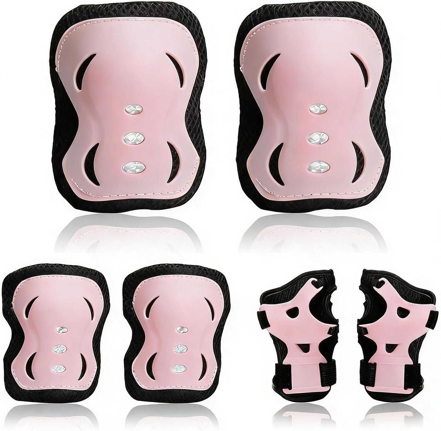Kids Protective Gear Set Knee Pads for Kids 3-8 Years (Pink) | Breathable, Lightweight, Adjustable, For Skates Cycling BMX Bike, Skateboard Inline Skating Scooter Riding Sports