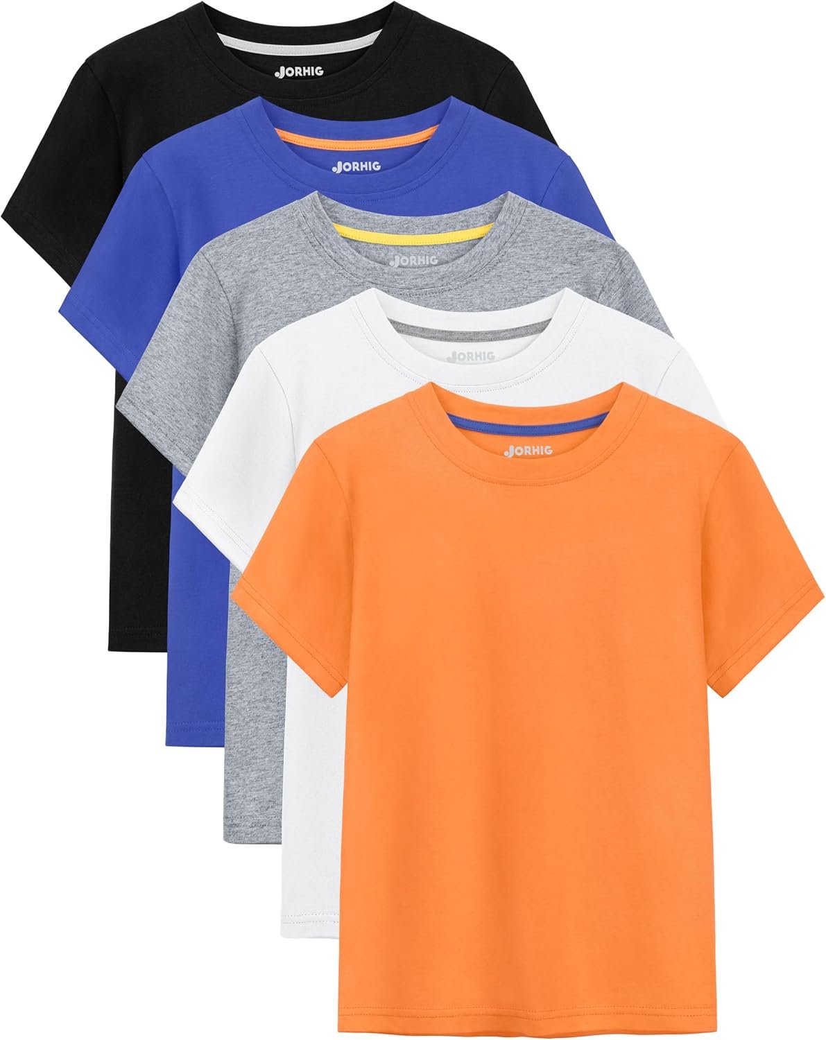 5 Pack Boys Shirts Cotton Short Sleeve T-ShirtsBoys Summer Tops Clothes | Tagless & SoftCotton & Breathable, Short Sleeve Summer Crew Neck Tops for 2T-18Y Boys, Great for School & Play & Daily Wear