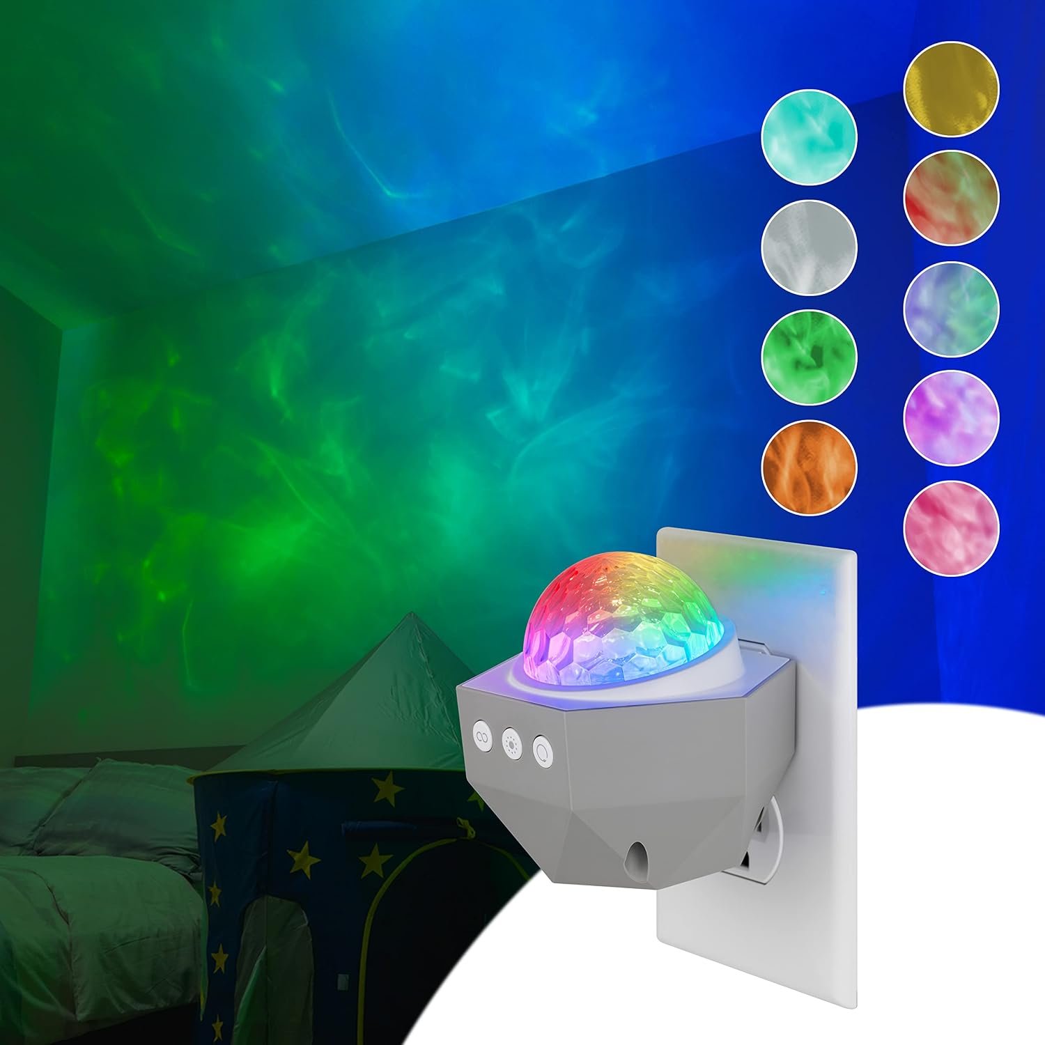 Enbrighten Galaxy Projector Plug in Night Light with Dusk to Dawn Sensor | Night Light for Kids Room, Bedroom, and Nursery, UL Certified, Energy Efficient