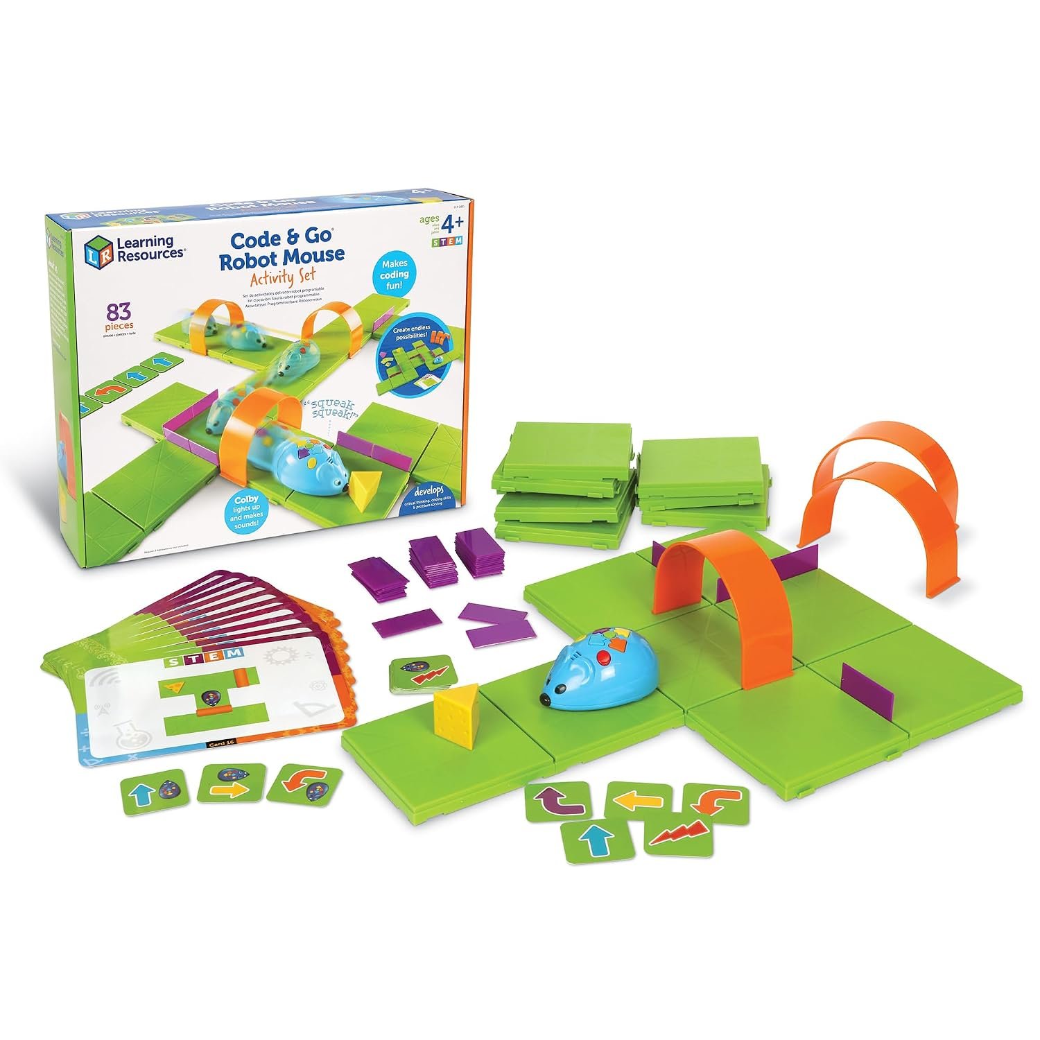 Learning Resources Code & Go Robot Mouse Activity Set | Screen‑Free Coding Robot Toy, Early Programming for Kids, STEM Robotics Kit, Ages 4+