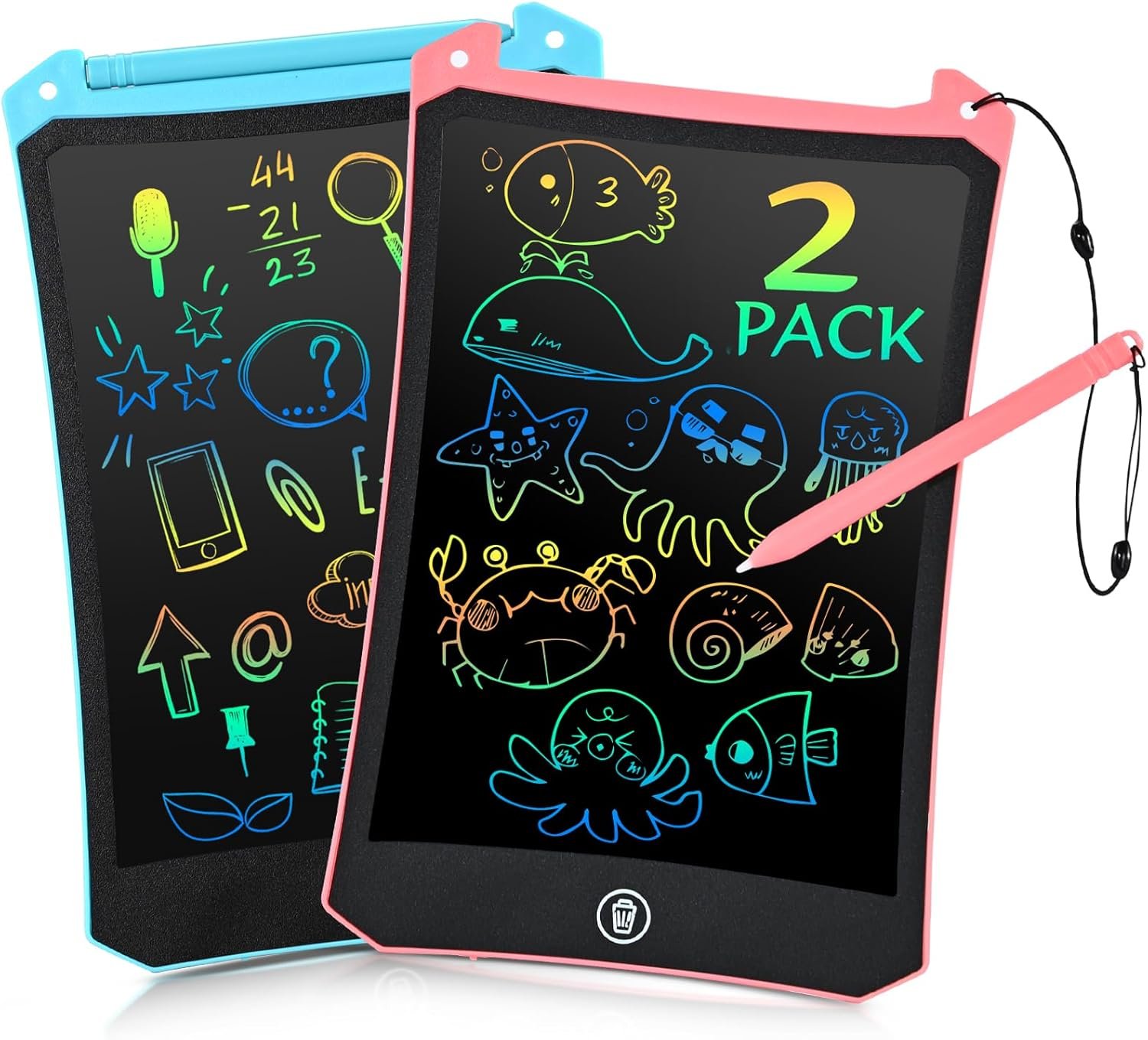 EooCoo Kids LCD Writing Tablet, Mess Free Coloring Books, Travel Toys | Toddler Toys Travel Essentials, 8.5 Inch Drawing Pad for Kids 2 Pack, Preschool Classroom Must Have, Age 3-5 Girls Boys Gifts
