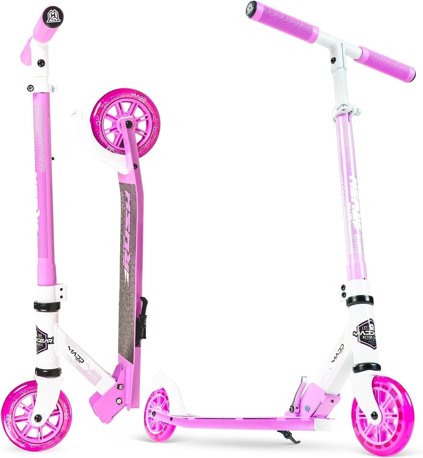 Madd Gear Kick Scooter for Kids Age 6-12, Foldable, Light-Up Wheels