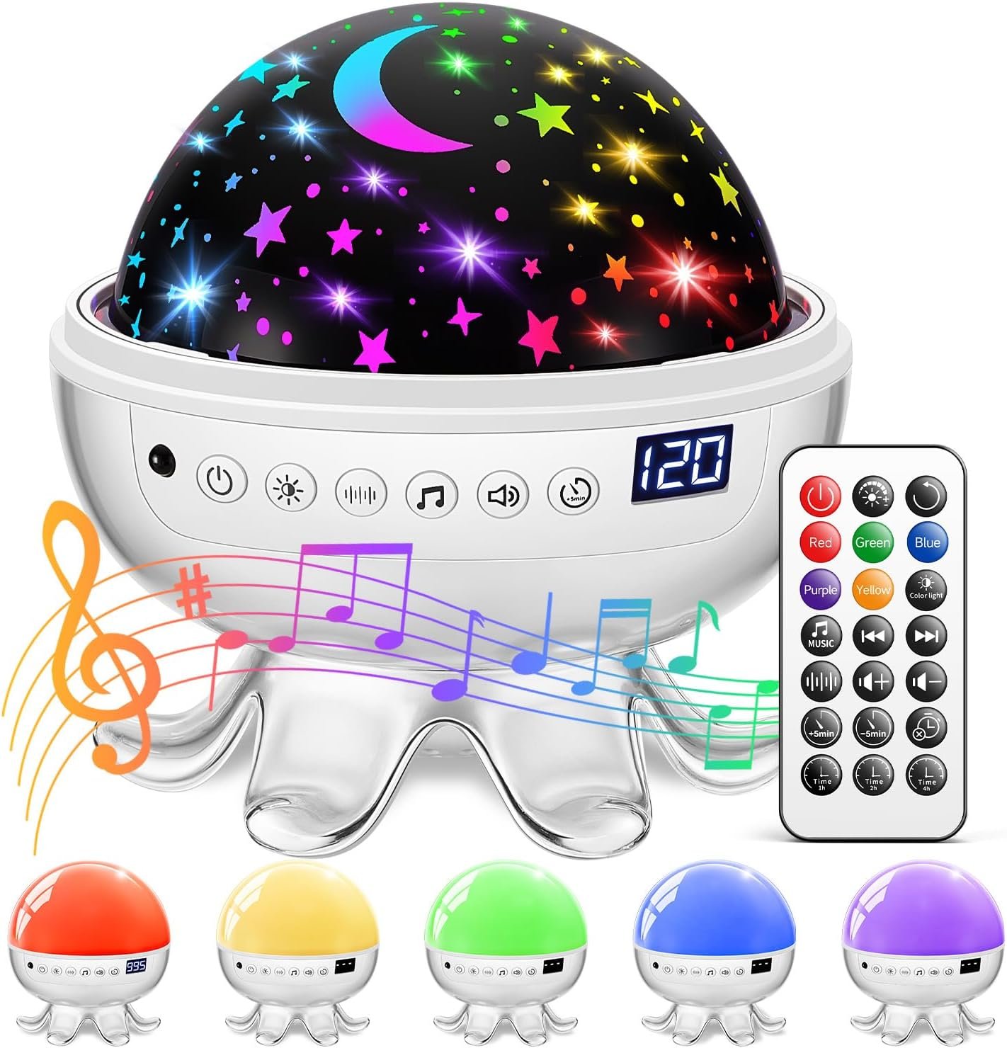Baby Sound Machine with Night Light Projector,30 Sounds White Noise Machine | 31 Colors&4 Films,Remote,Timer,3 Brightness,360° Rotation,Sleep Soother,Sensory Light Autism Toys,Baby Shower Gifts,Baby Kids