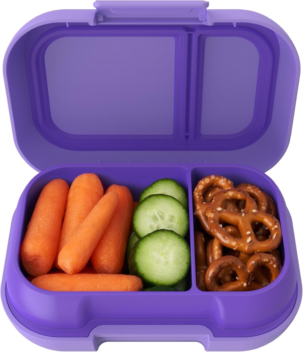 Bentgo Kids Snack Leak-Proof 2 Compartment Bento-Style Container | For Snacks & Small Meals, Easy-Open Latch, Dishwasher Safe, BPA-Free for School, Daycare, & Sports, Ages 3+ (Purple)
