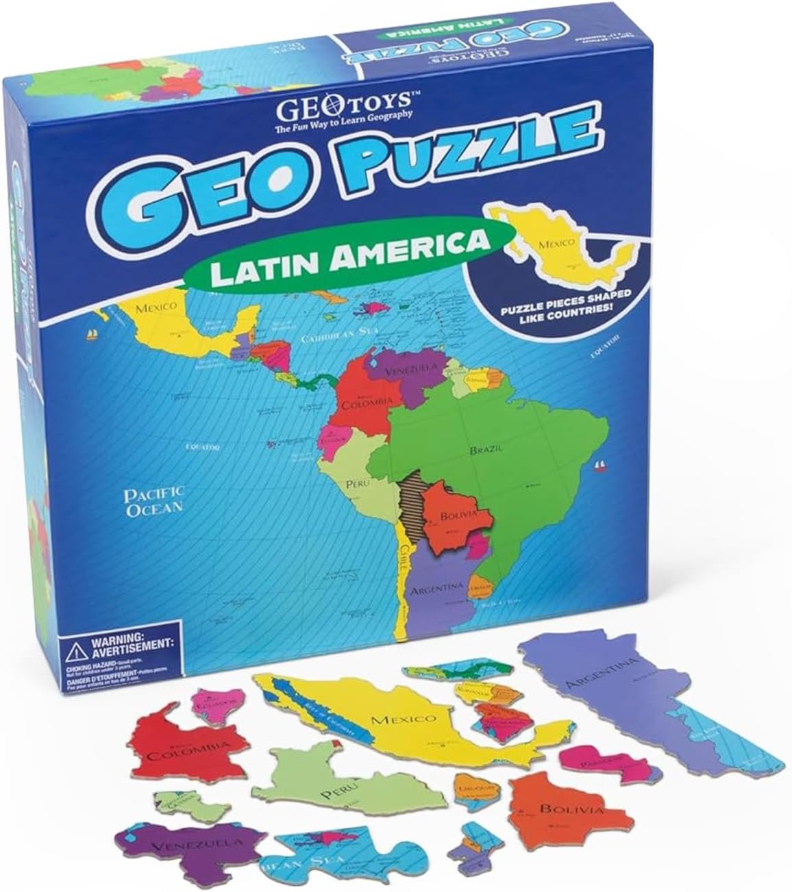 GeoPuzzle 19×16 Latin America Jigsaw Puzzles,50 Pc Puzzle for Kids Ages 6+ | Educational Geography Game for Families, Kids Learning Activities, Fun Interactive Country Puzzle for Home, School or Travel