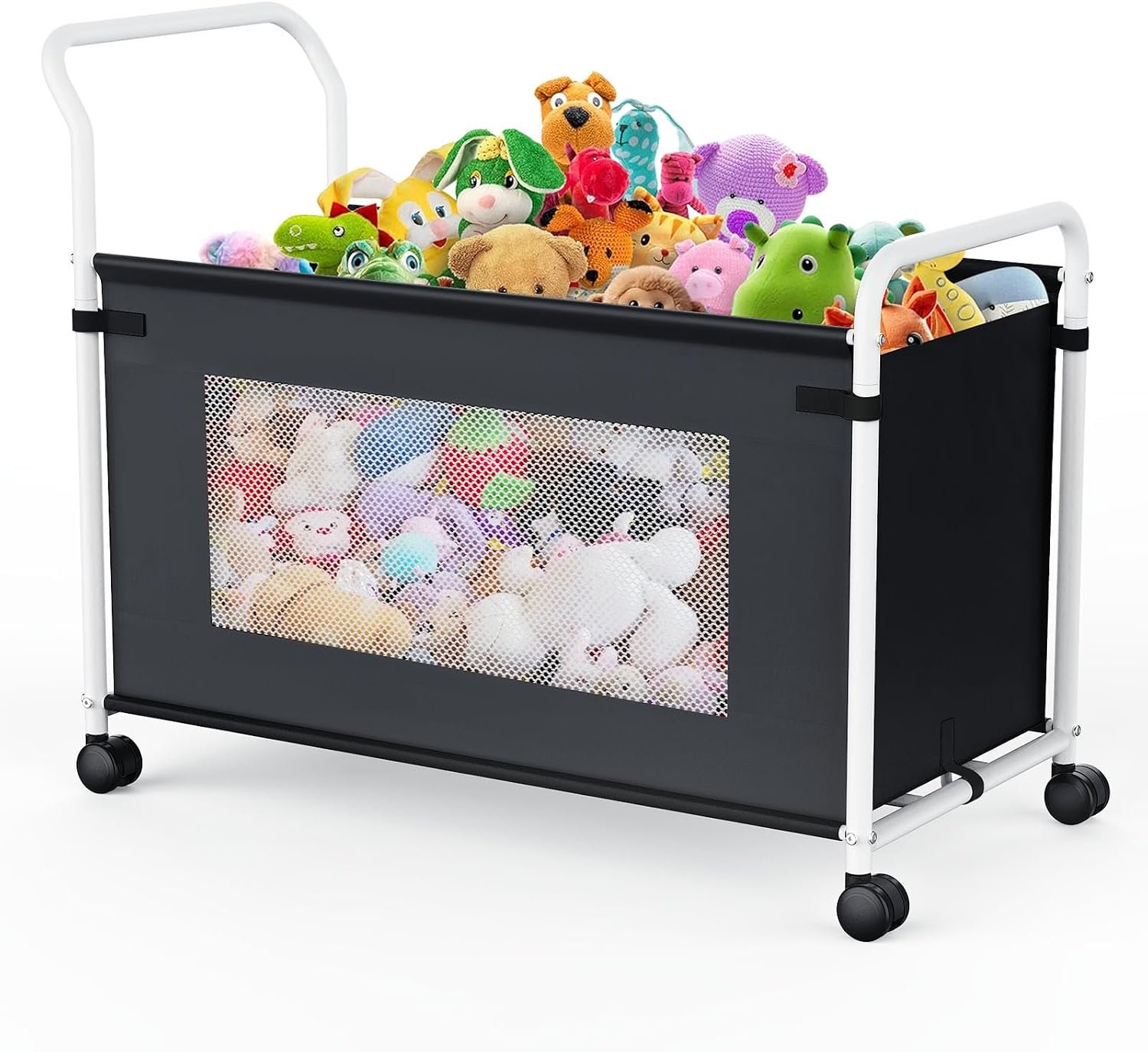 KEEGH Extra Large Toy Box for Kids with 360° Rotating Wheels, Heavy Duty Toy Chest for Boys and Girls, Toy Storage Organizer for Kids, Toy Bins for Living Room, Nursery, Bedroom(Black)
