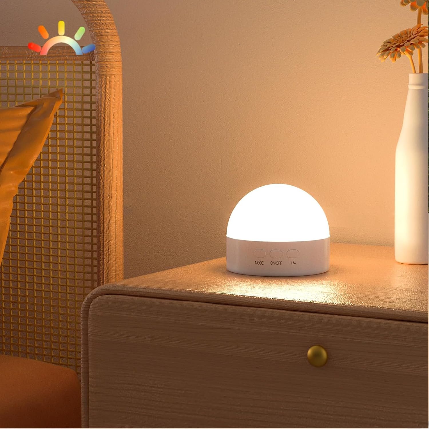 Kintion Portable Night Light, Rechargeable Dimmable 8 Color Lighting (1pcs) | 1800mAh Battery Small LED Lamp for Nursery, Baby, Kids and Adults