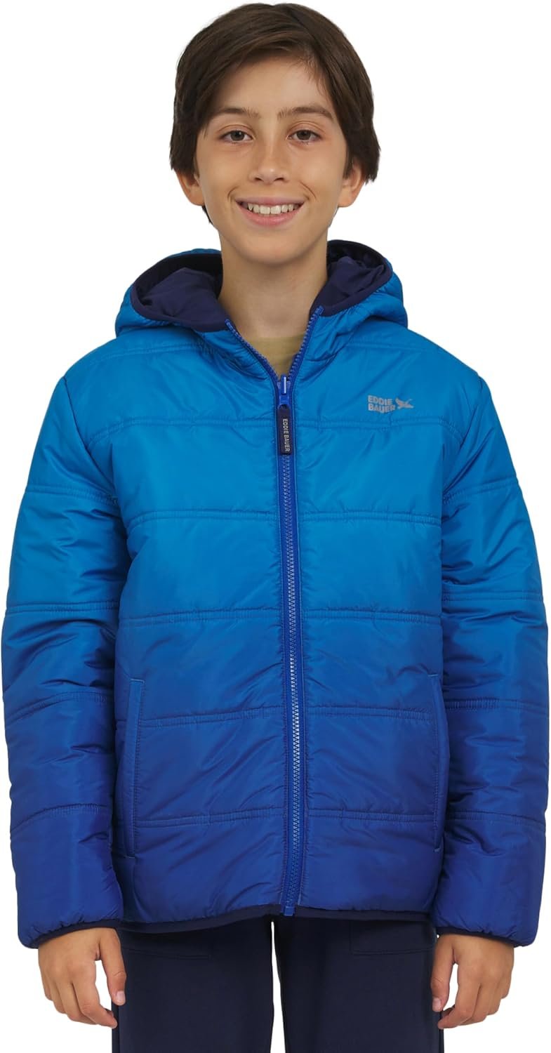 Eddie Bauer Boys’ Deer Harbor Reversible Faux Fur Lined Insulated Puffer Jacket