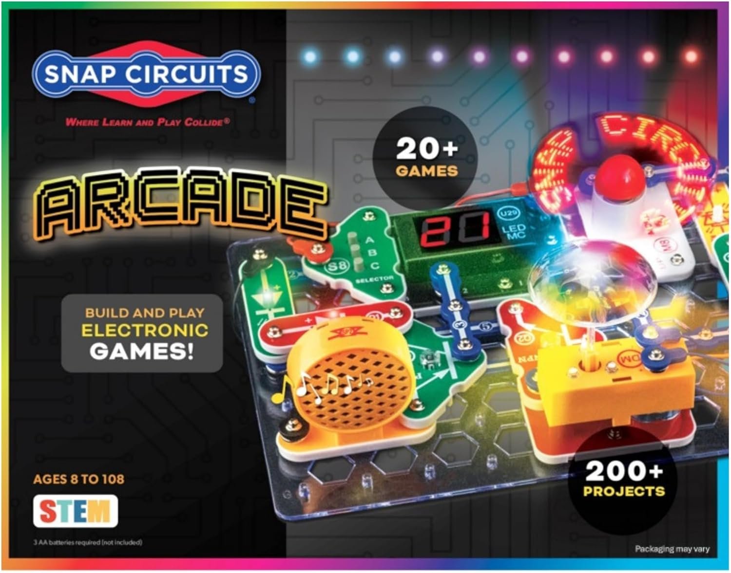 Snap Circuits “Arcade”, Electronics Exploration Kit, Stem Activities for Ages 8+, Full Color Project Manual (SCA-200)
