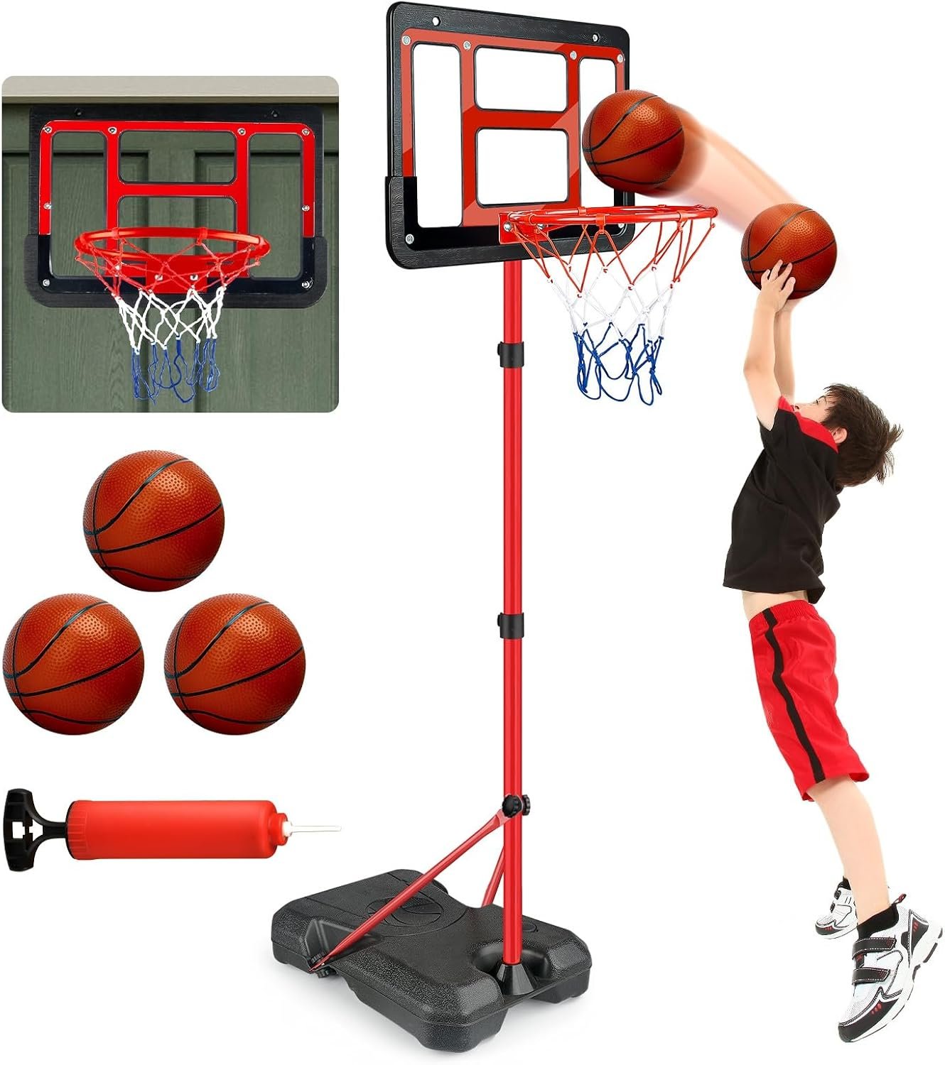 ShyLizard Boys Toy Gifts for 3 4 5 6 7 8 Years Old, Kids Basketball Hoop Adjustable Height 3.5FT-6.2FT, Mini Basketball Hoop for Kids, Basketball Goal Toys Outdoor Indoor Game Gifts for Boys