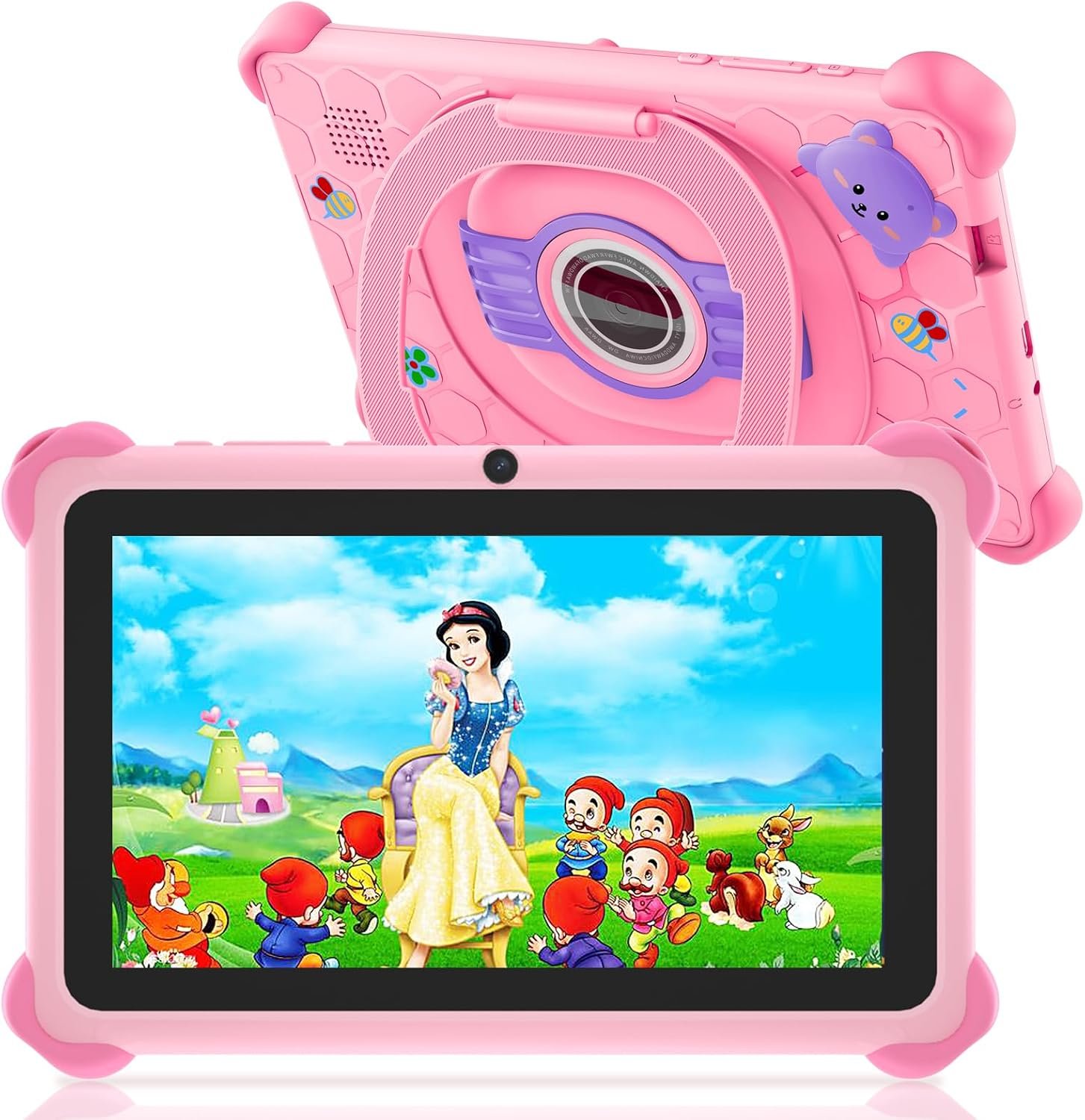Trayoo Kids Tablet, 7 inch Tablets for Kids, 32GB Toddler Tablet with Case Included, Parental Control, Dual Camera, GMS, WiFi (Pink)