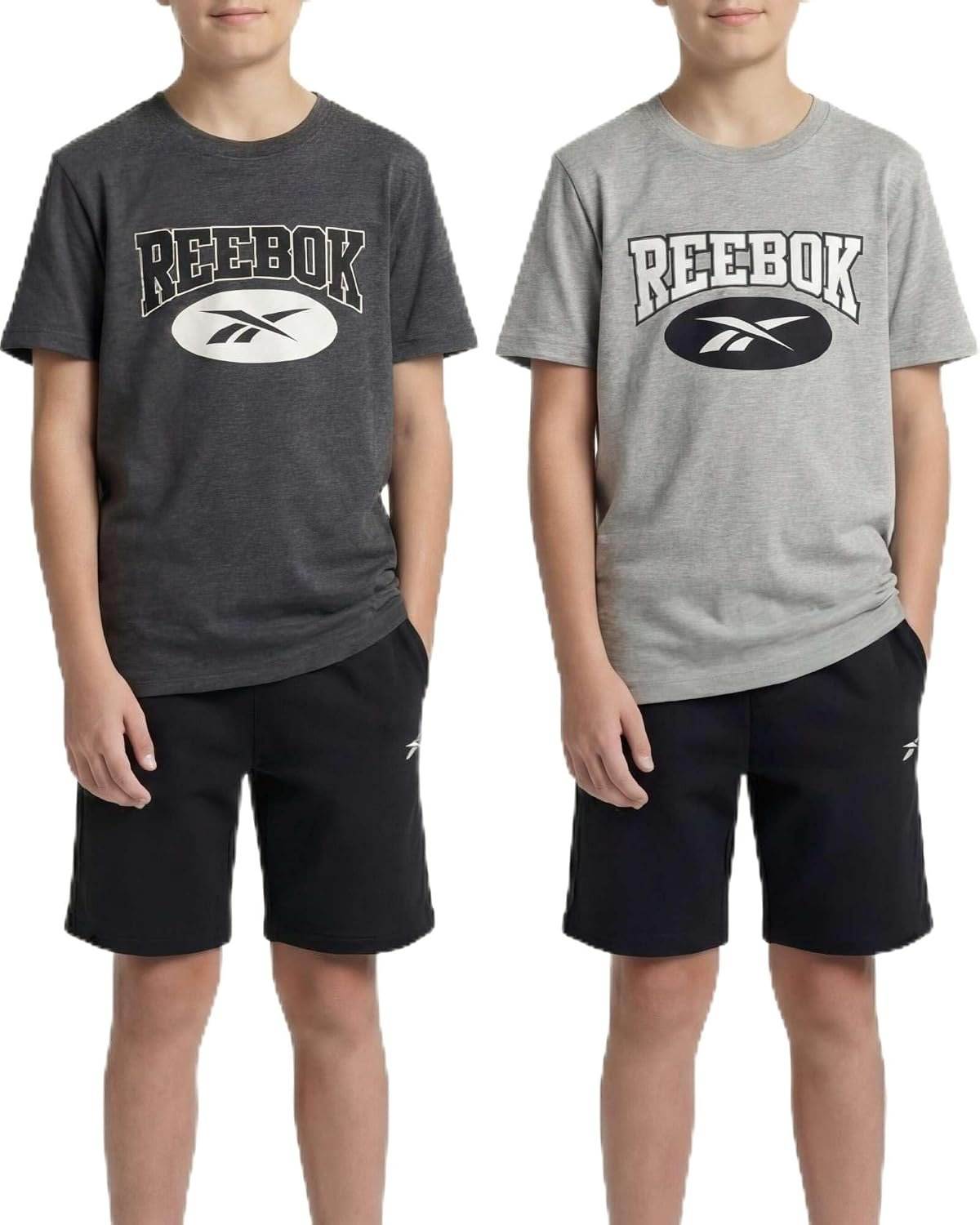 Rebook 2 Pack: Boys Cotton T-Shirts – Kids Teens Short Sleeve Crew Neck Athletic Running Basketball Tee Tops (6-18)