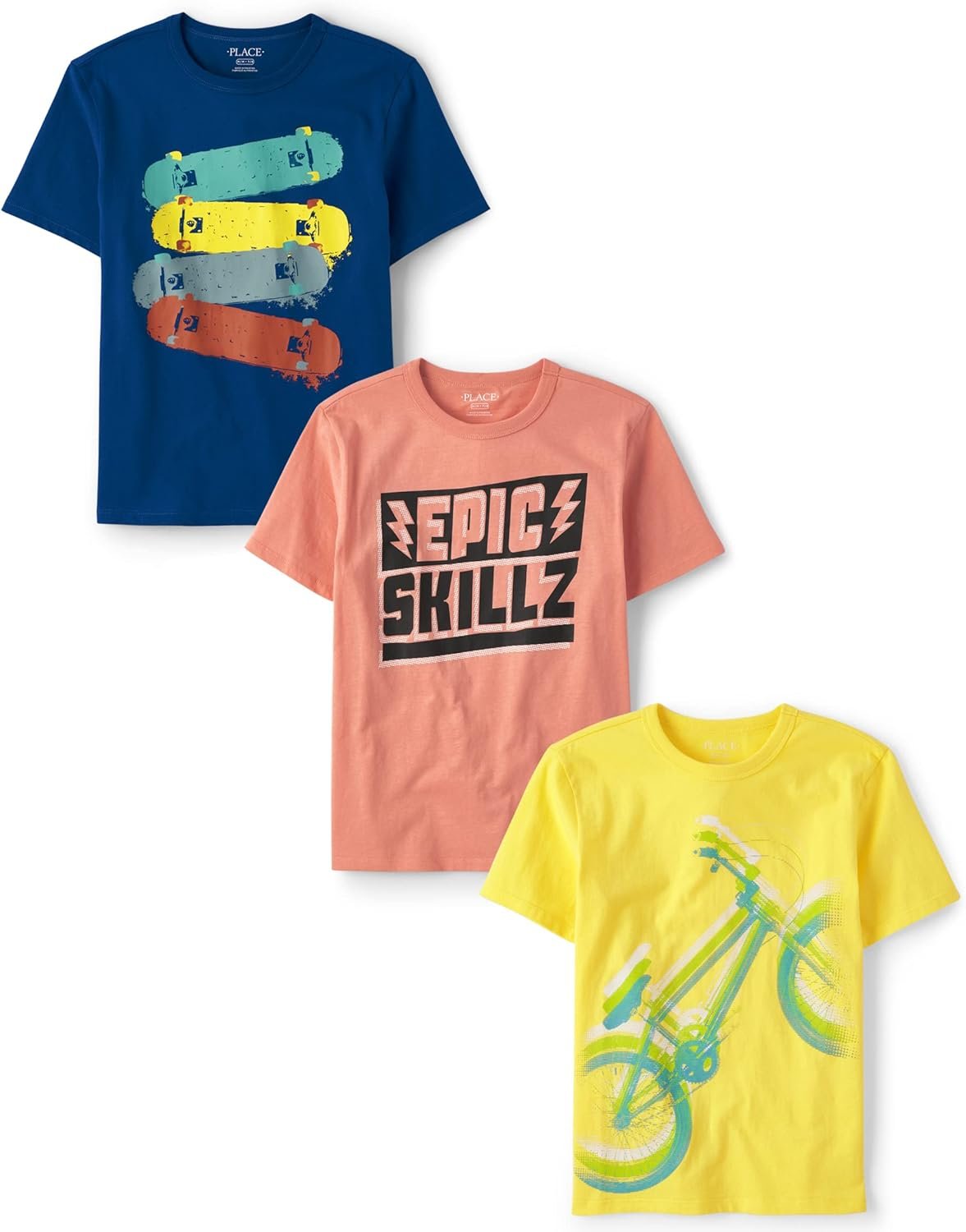 The Children’s Place Boys’ Sports Short Sleeve Graphic T-Shirts, Multipacks