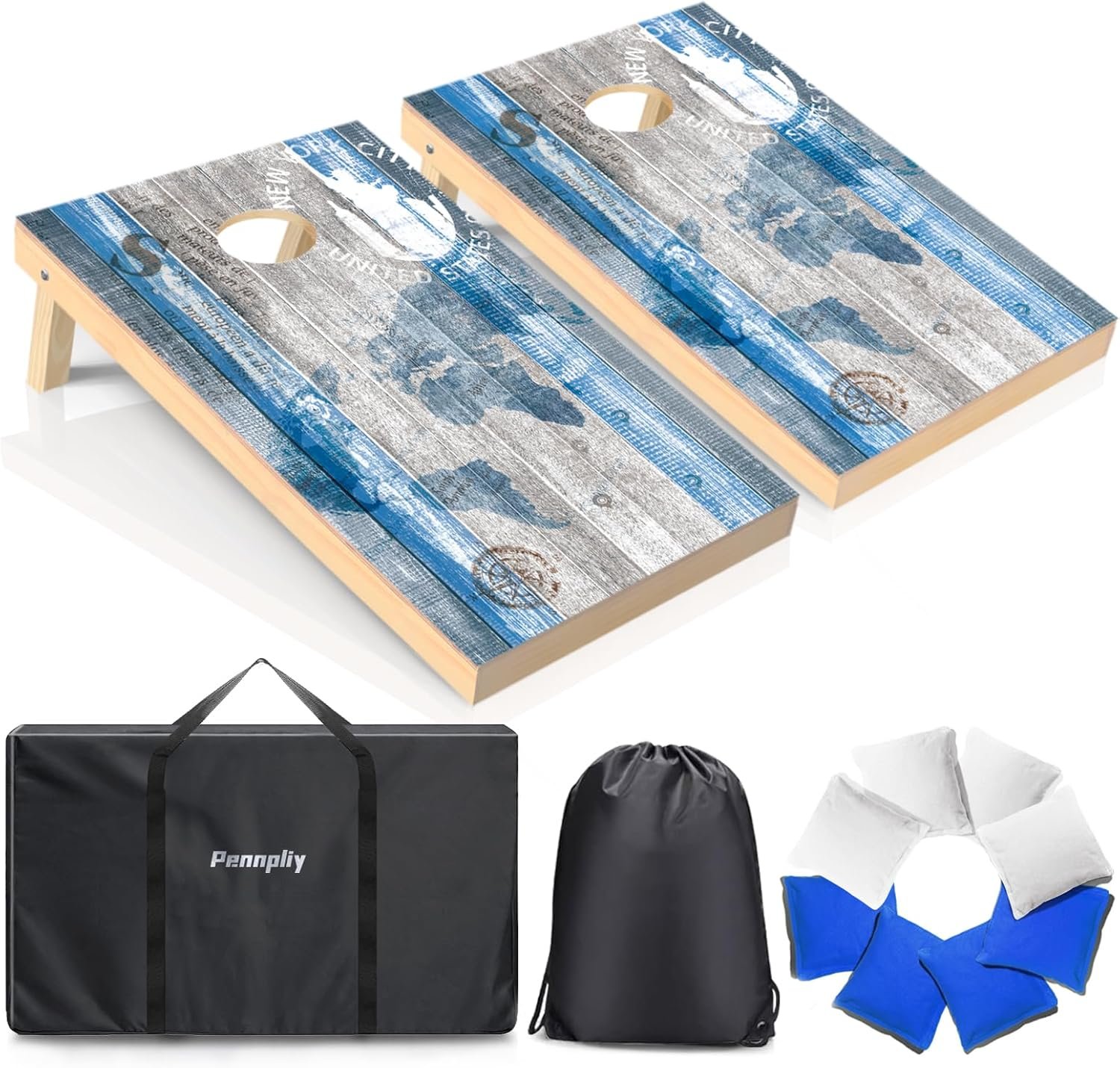4 x 2/3 x 2FT Cornhole Set Solid Wood for Adults with 8 Bean Bags 1 Case | 4 x 2/3 x 2FT soild wood cornhole boards; foldable legs; 1 carry bag; 8 bean bags; for backyard, tailgate, beach, party