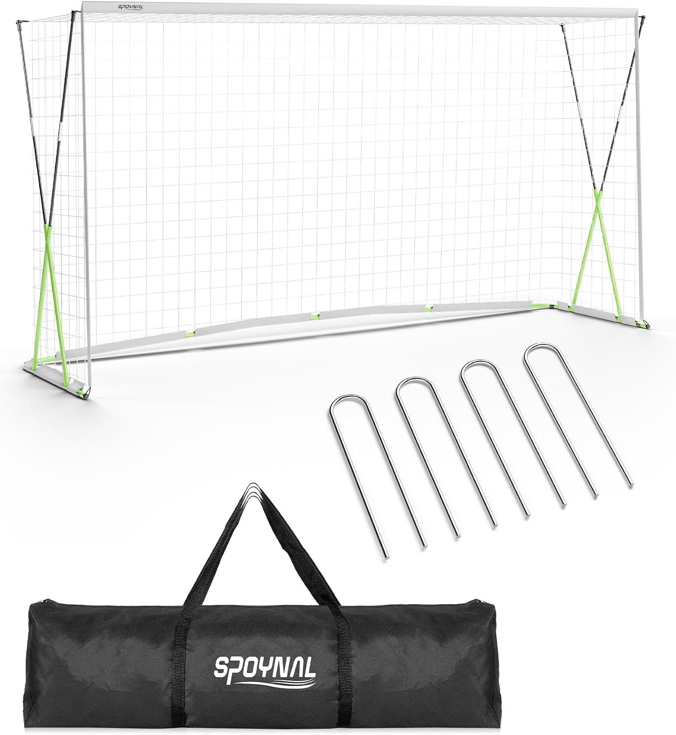 SPOYNAL 12 x 6 FT Soccer Goal, Full-Size Portable Net for Backyard | Heavy-duty X-frame soccer training goal with carry bag for backyard practice; all-weather design for teens and adults