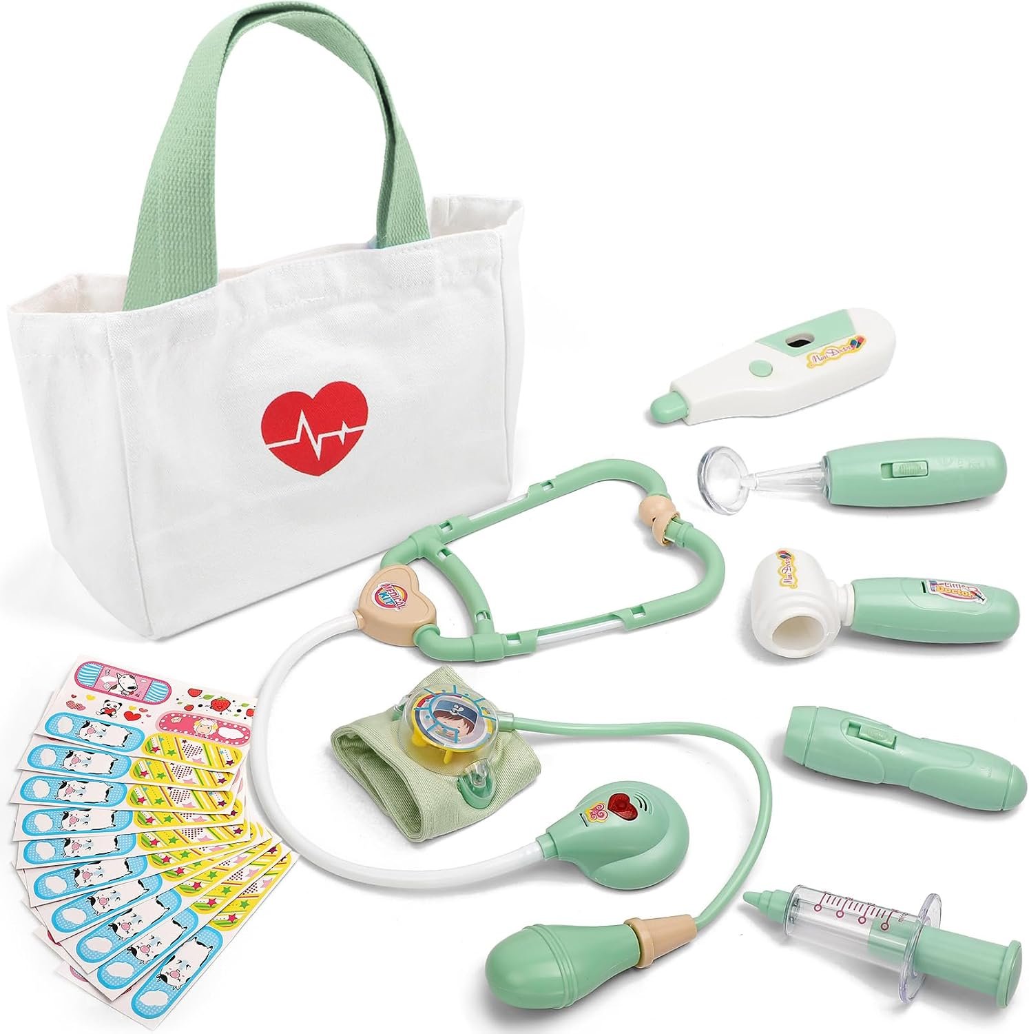 Liberry Doctor Kit Toys for Toddlers 3 4 5 Years with Light & Sound, Green | Smooth Edges, Durable Plastic, Portable Medical Bag, Pretend Stethoscope, Educational Role Play, Birthday Gift for Boys Girls