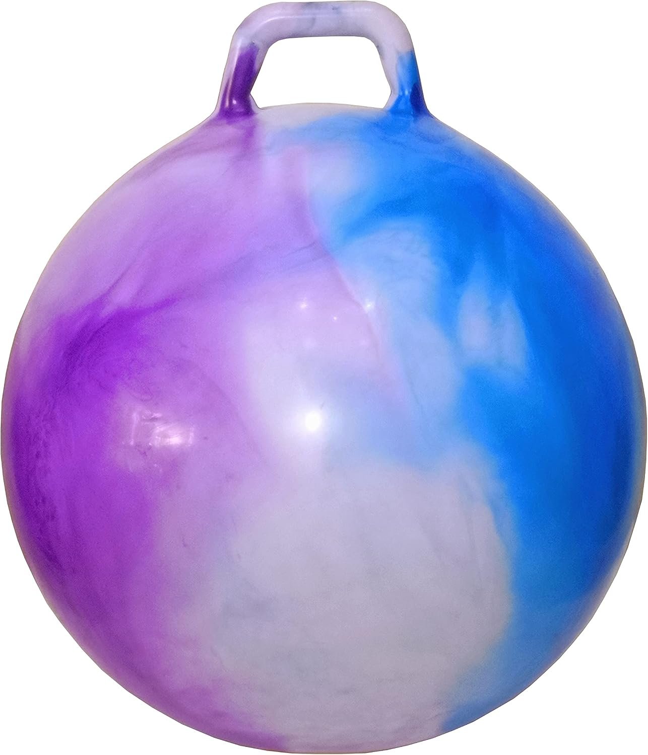 AppleRound Hippity Hoppity Hopball with Pump – Sit-On Bouncy Exercise Ball with Handle, 18 inch / 45 cm for Kids Ages 3-7, Cloud Colors (Blue & Purple)