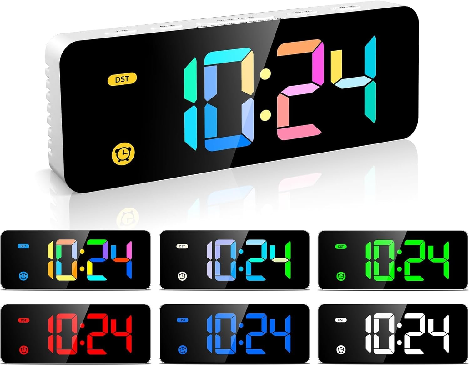 HODIK Alarm Clock for Kids -Digital Clock with 7 Color, 4 Dimmable Backlight & 3 Adjustable Volumes, 12/24 Hour, Snooze, Small Clocks for Classroom Bedroom