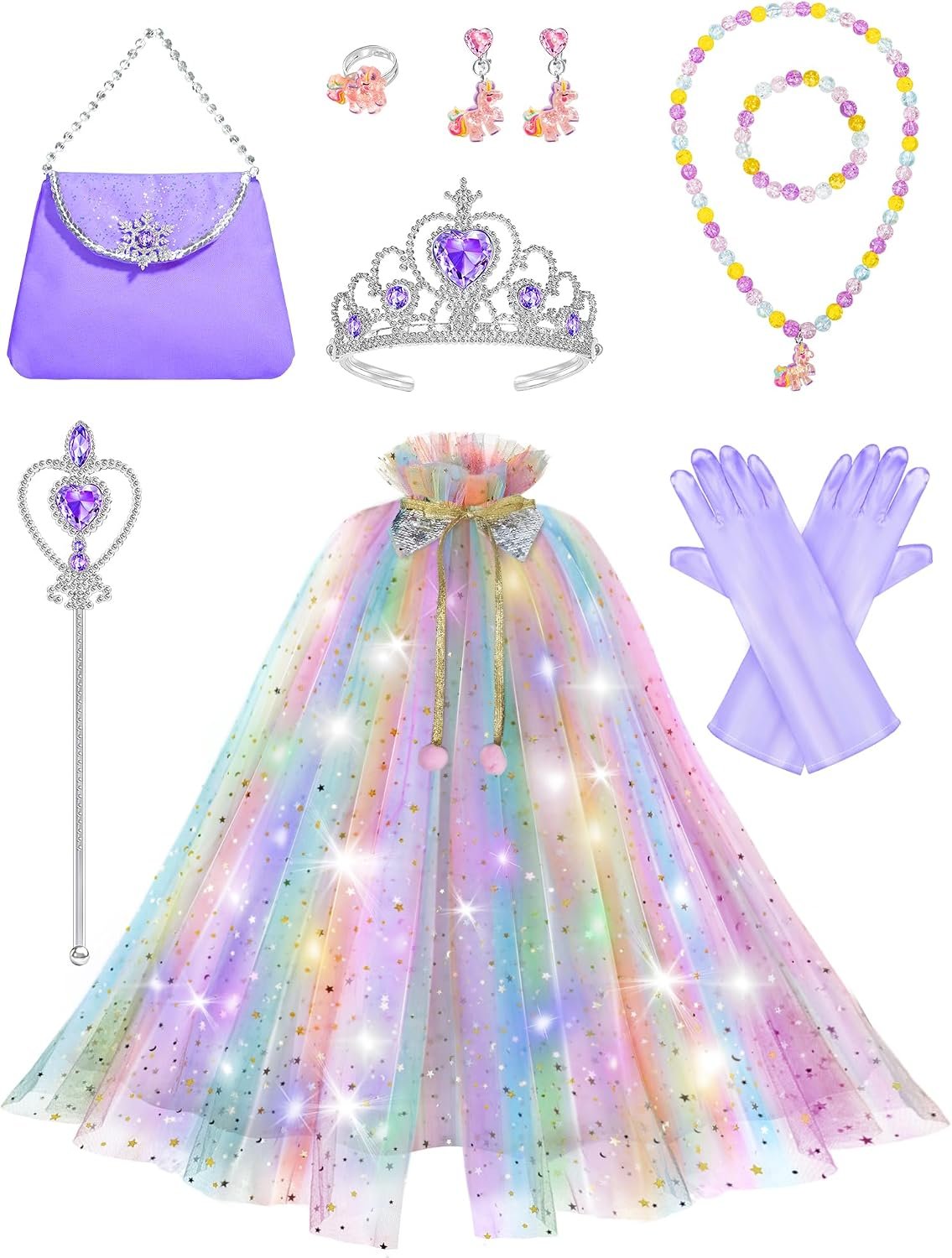 Light Up Princess Dress Up for Girls 3 4 5 6 Years Old | Toddler Dress Up Clothes with Accessories, Princess Toy for Kids Birthday Gift