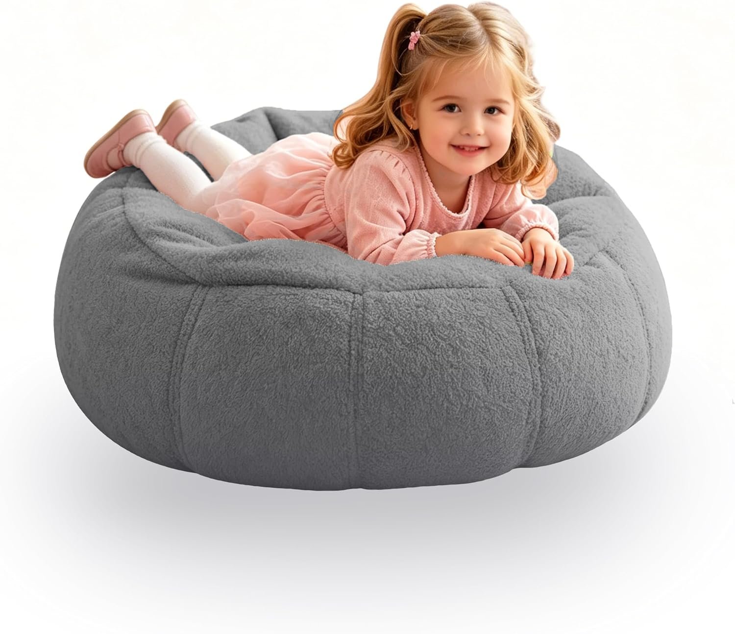 Kids Bean Bag Chair Memory Foam Filled Toddler Chairs Comfy Beanbag Chair Sofa Couch for Girls and Boys Pets Dogs/Cats Playroom S Dark Gray
