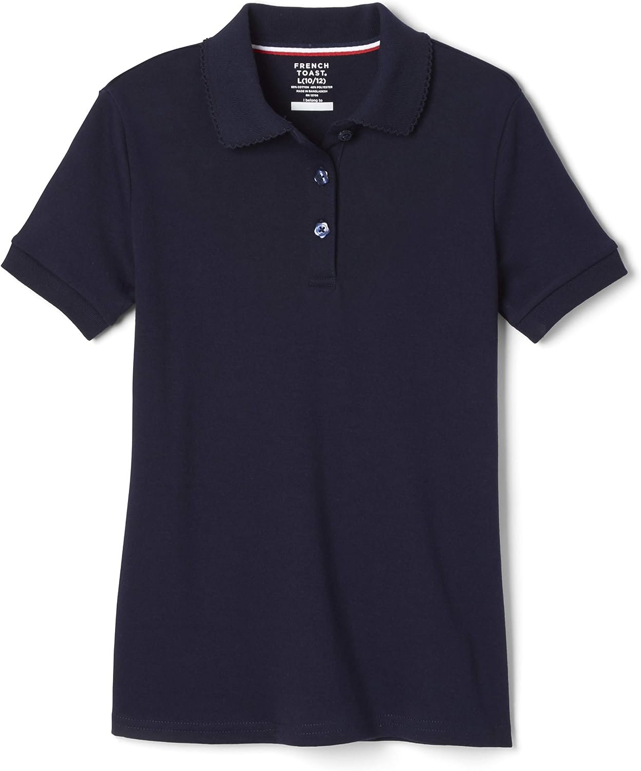 French Toast Girls’ Short Sleeve Picot Collar Polo School Uniform Shirt (Standard and Plus)