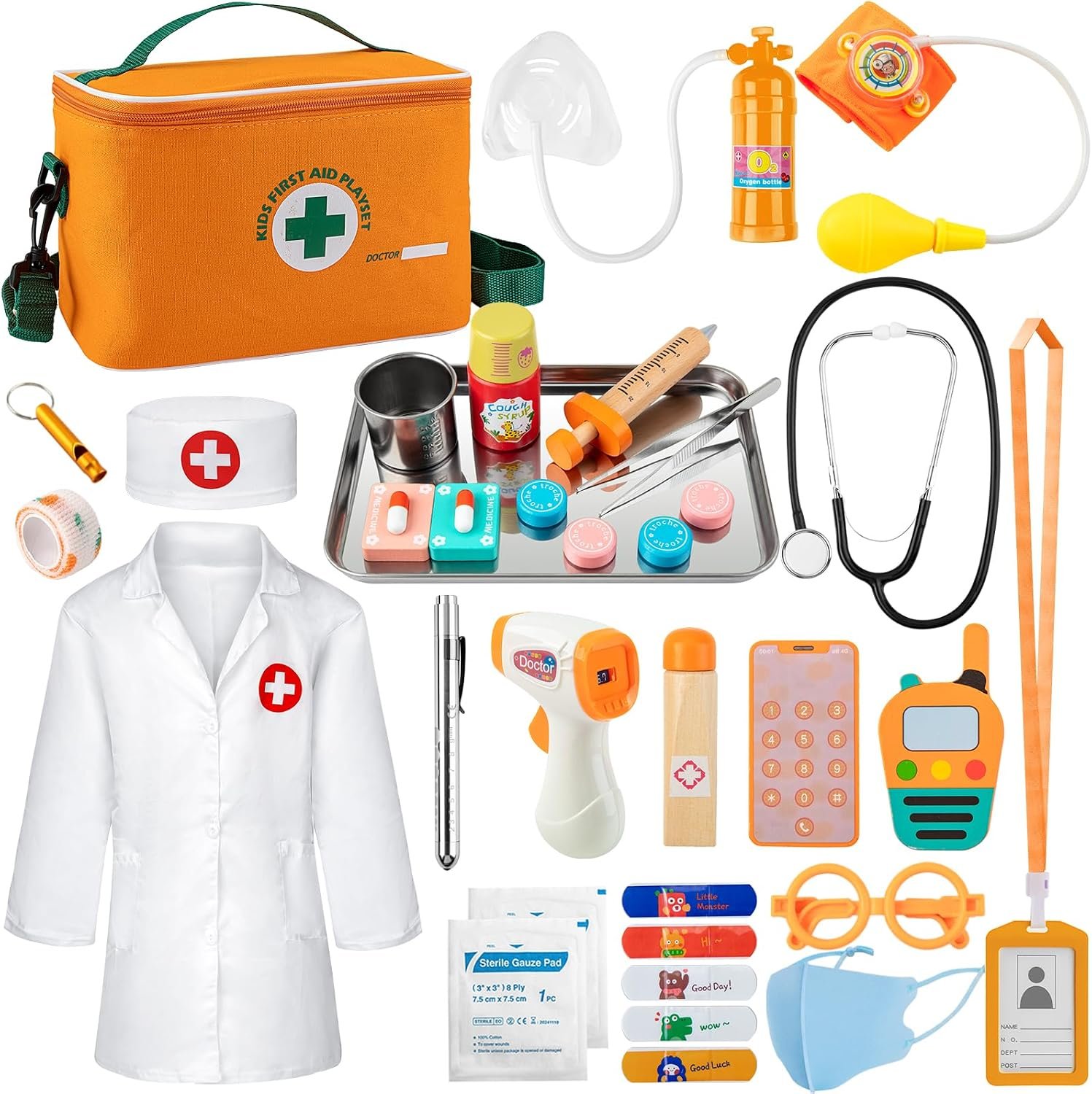 EFO SHM Doctor Kit for Kids, 34 Pcs Kids Doctor Playset kit for Toddlers 3-5 with Medical Storage Bag & Real Stethoscope, for Boys and Girls Fun Role Playing Game, Doctor Play for Kids Toddlers | with Medical Storage Bag & Real Stethoscope, Fun Role Doctor Playing Game for Boys Girls Birthday Gifts