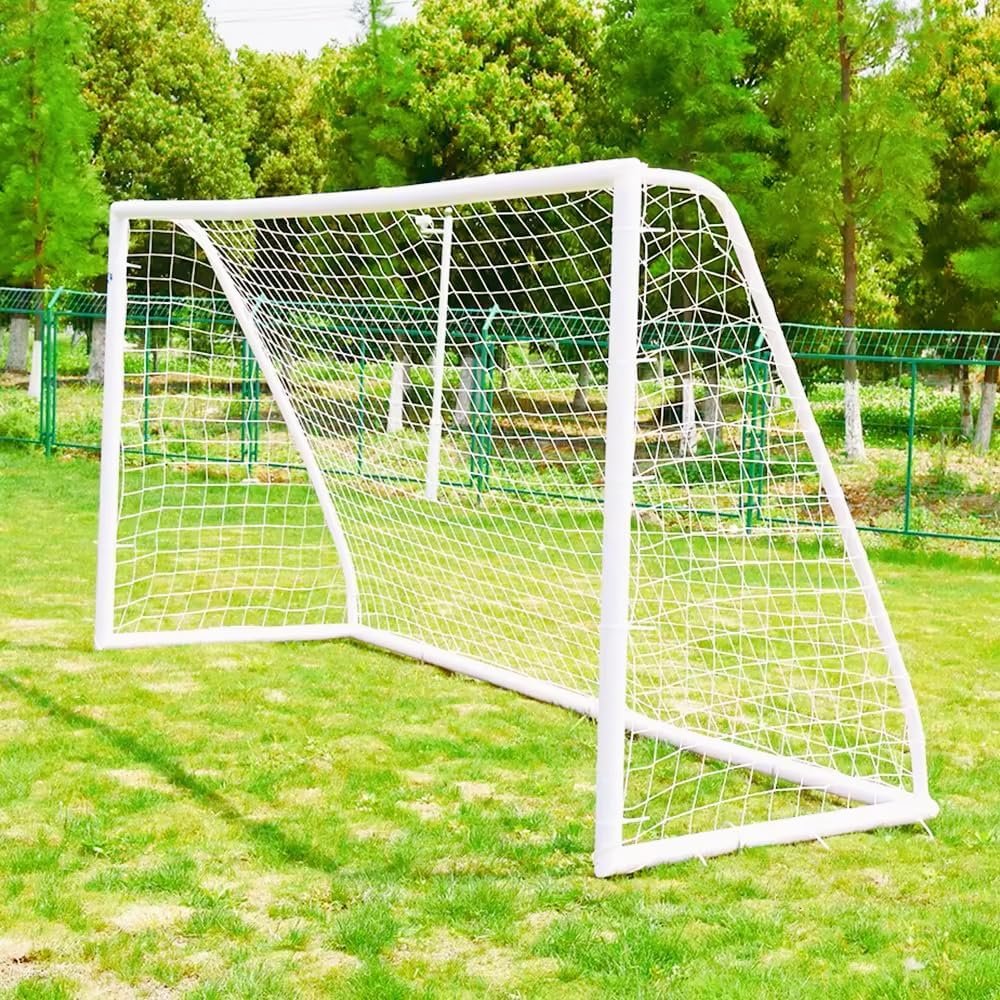 KATARUS Soccer Goal 12x6FT/10×6.5FT/8x6FT/8x5FT/6x4FT Outdoor Soccer Net Goals for Backyard with Weatherproof UPVC Frame & Ground Stakes Portable PVC Soccer Goal Post for Adults & Youth Training