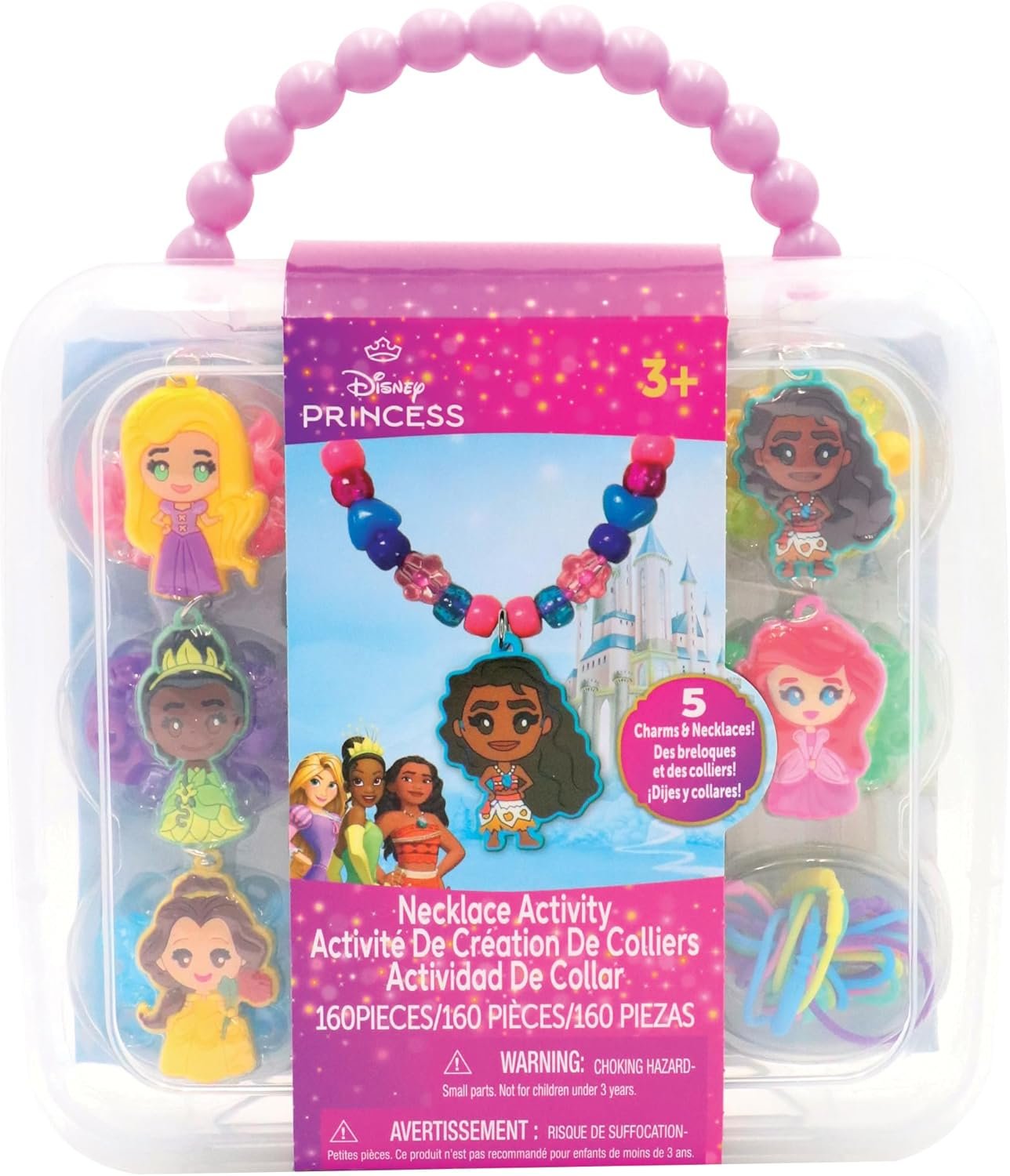 Disney Princess Necklace Activity Case – Jewelry Making Kit with Beads, Charms & Strings – Create Custom Princess Necklaces – Craft Gift for Girls Ages 3+ – Portable Storage Case Included | Craft Kit Includes Charms & Strings to Create 5 Custom Necklaces. Portable Storage for Girls Ages 3+ by Tara Toys